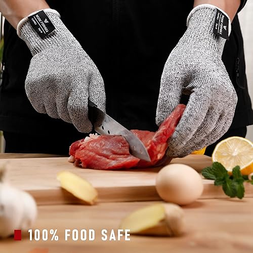Vista 5 de 4 guantes de cocina resistentes a los cortes de calidad alimentaria, ajuste cómodo para mujeres, hombres, niños, chefs carniceros
