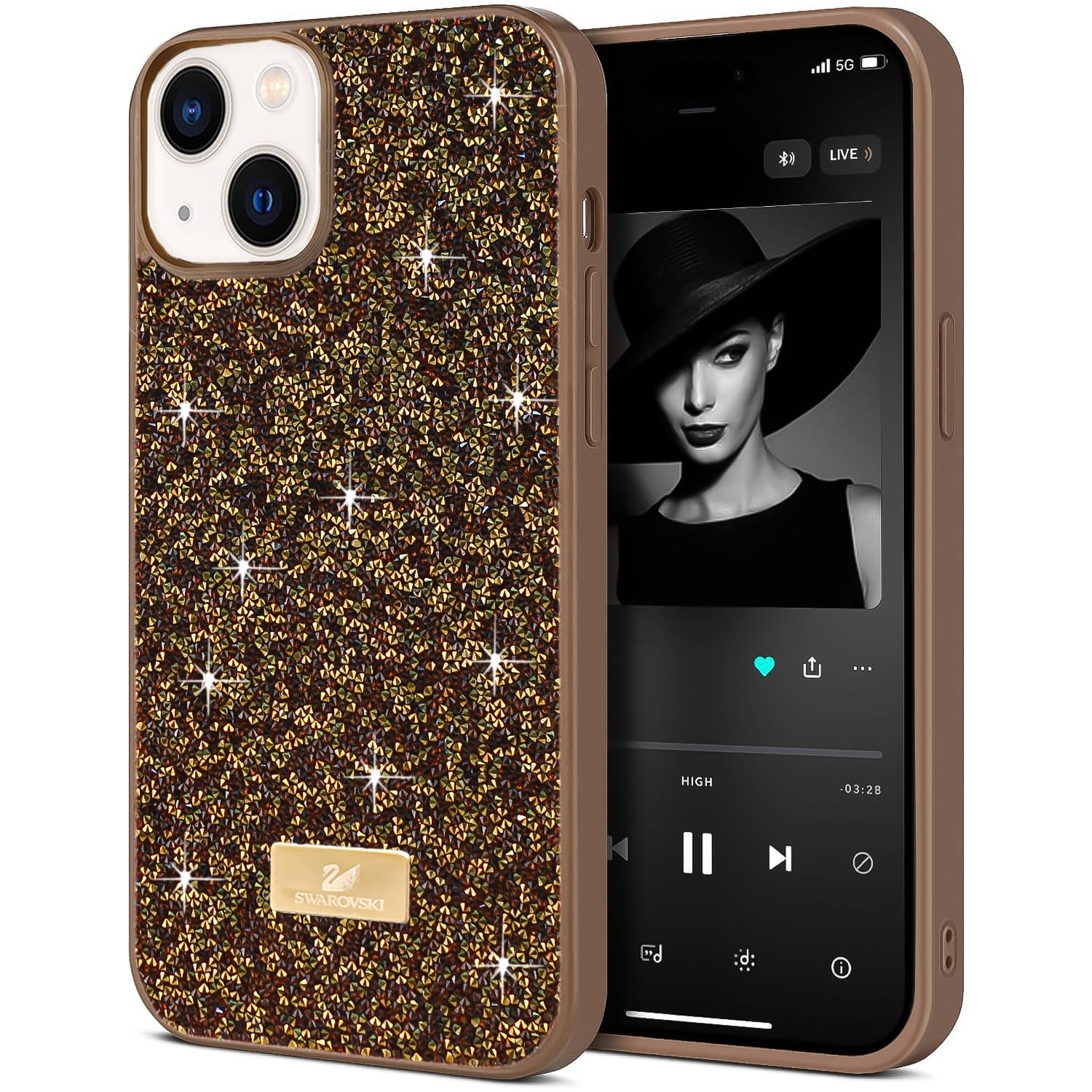 Dl3 Mobilak Case For iPhone 15 (6.1 Inch) Case Glitter, Sparkle Diamond Crystal Bling Case with Bling, Ultra Thin Lightweight Full Body Shockproof Anti-Scratch Protective Cover