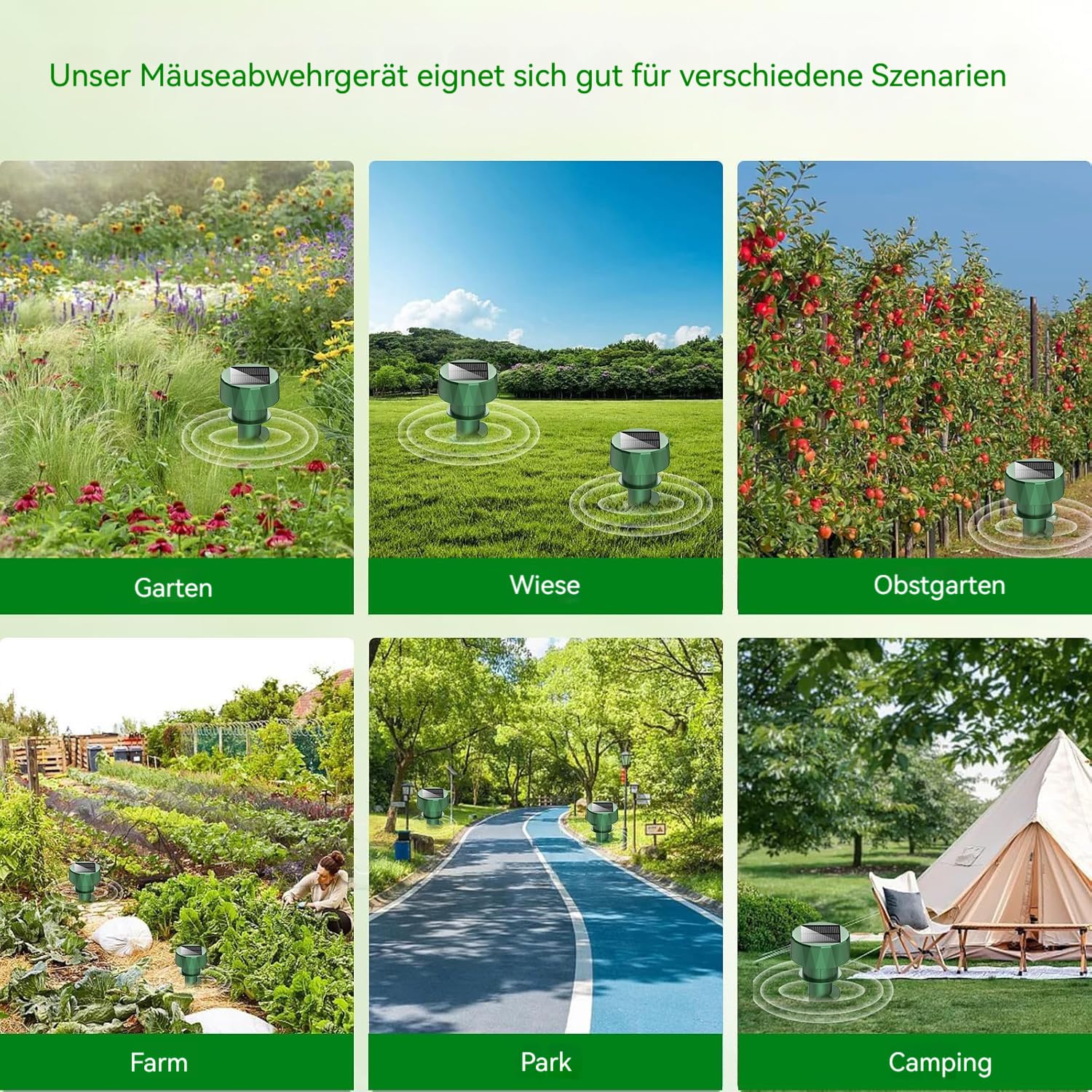 Maulwurfschreck Solar, 2 Stück – Innovatives Spiral-Design, Intelligente Frequenzumwandlung, Tiervertreiber gegen Maulwürfe, Wühlmäuse & Schädlinge im Garten