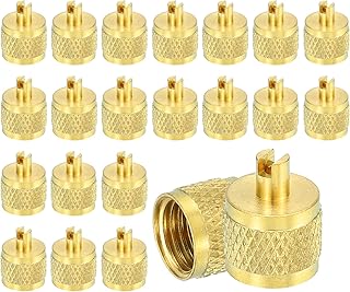 uxcell 1/4" SAE Brass Flare Caps, 12Pcs Solid Brass Valve Caps, Refrigeration Valve Cap Valve Core Remover with Rubber Seal for HVAC AC System, Air Conditioning Industry Tubing