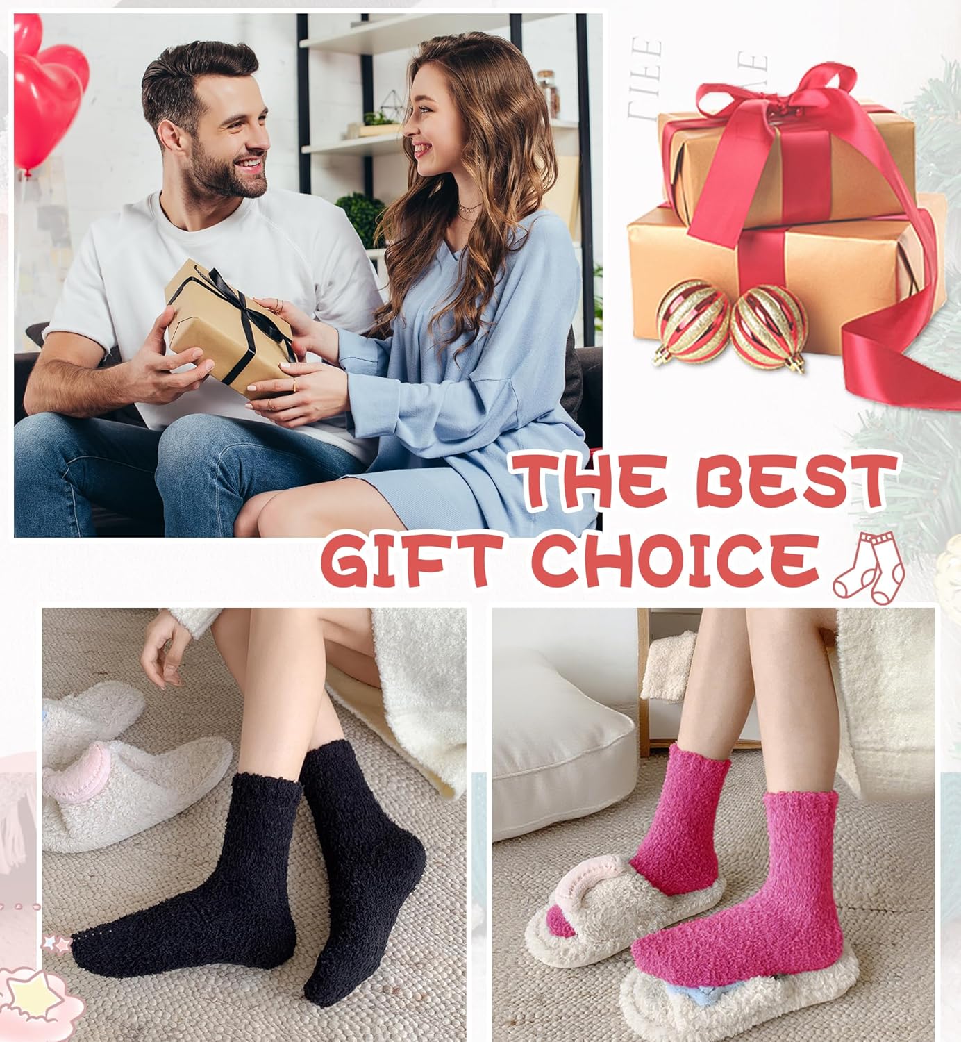 Eyean Womens Fuzzy Fluffy Slipper Socks Warm Winter Soft Thermal Plush Casual Sleep Cozy Home Socks - Image 6