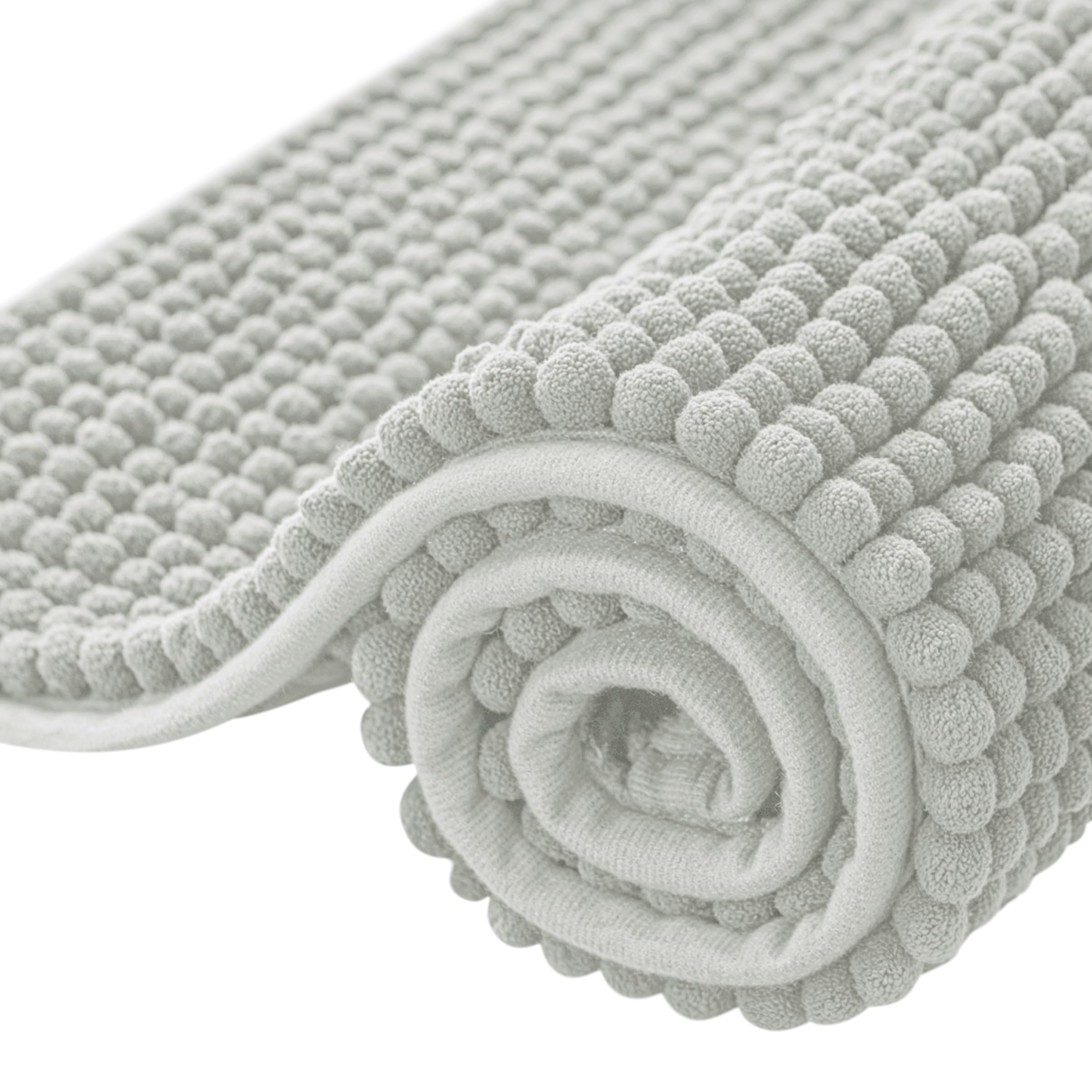SUBRTEX Bathroom Rugs Chenille Bath Rug Soft Short Plush Bath Mat Soft Shower Mat Water Absorbent Shower Mat Quick Dry Machine Washable(Light Gray,16"