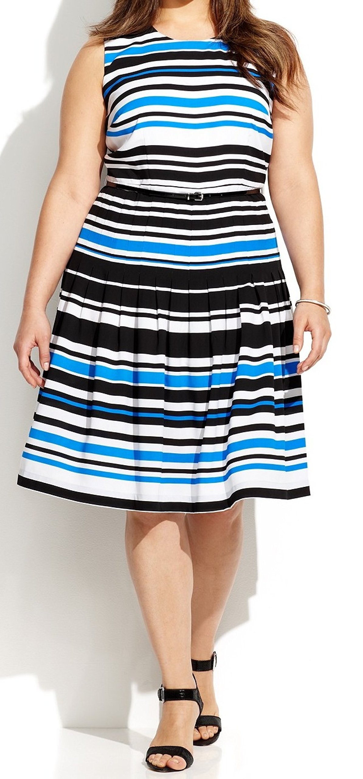 Calvin Klein Women's Plus-Size Striped A-Line Dress