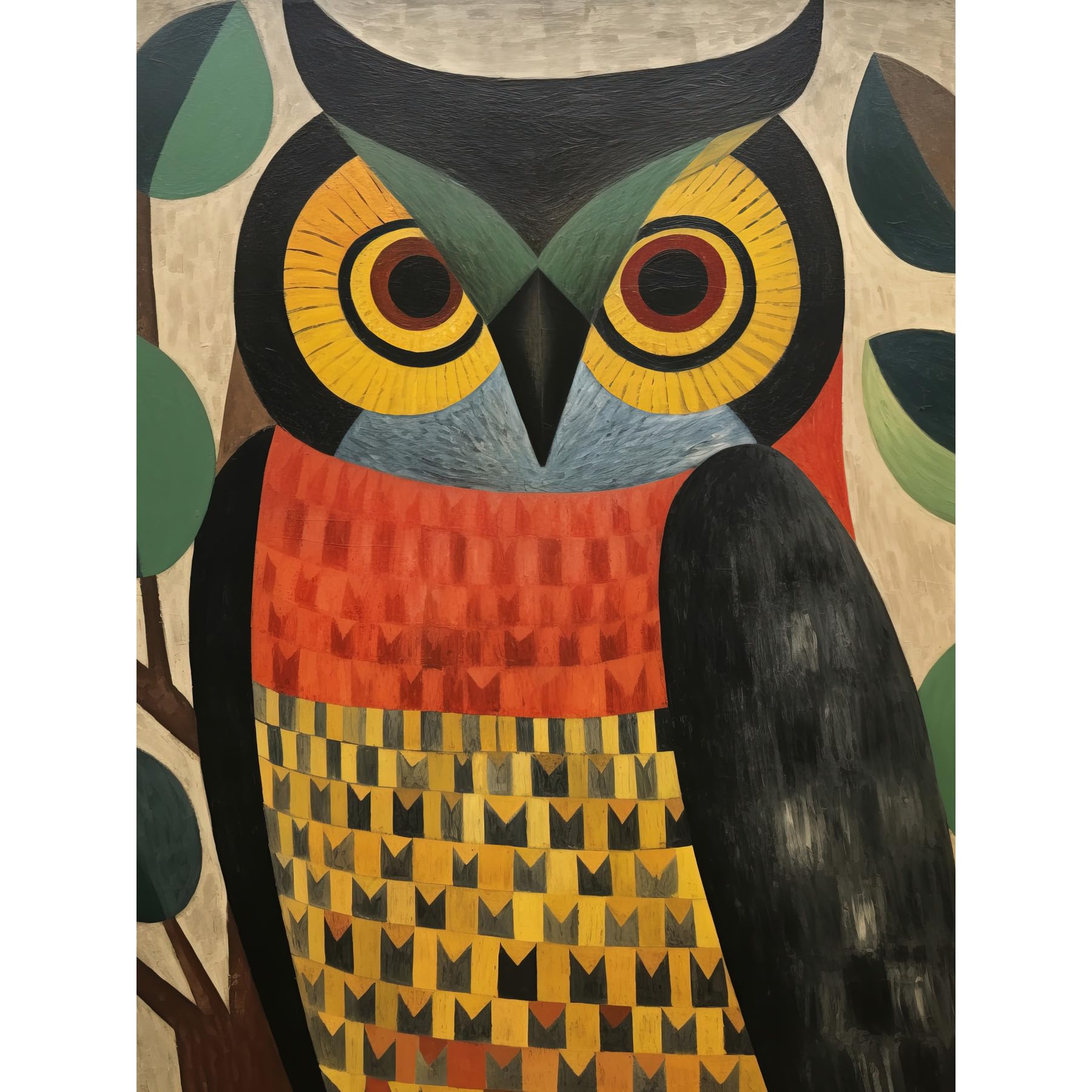 Artery8 Folk Art Geometric Owl Poster W18" x H24"