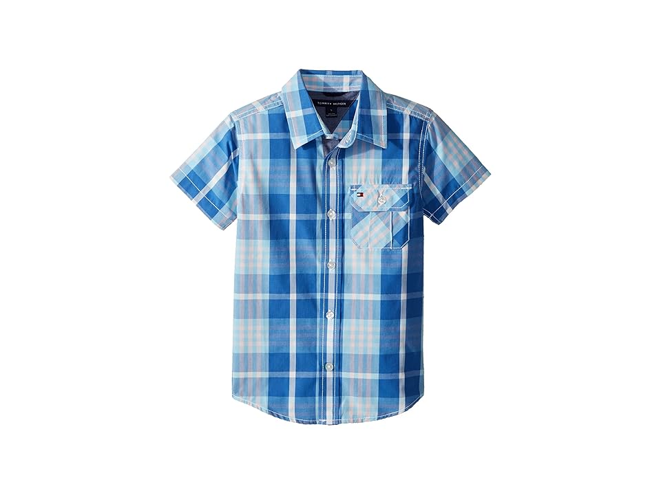 

Tommy Hilfiger Kids Short Sleeve Stan Yarn-Dye Shirt (Toddler/Little Kids) (Sky Blue) Boy's Clothing