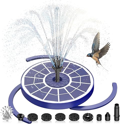 AISITIN Fuente Solar 3,5W, Panel De Vidrio Azul Oscuro | Panel De Vidrio Azul Oscuro Múltiples Boquillas Para Estanque Piscina Jardín