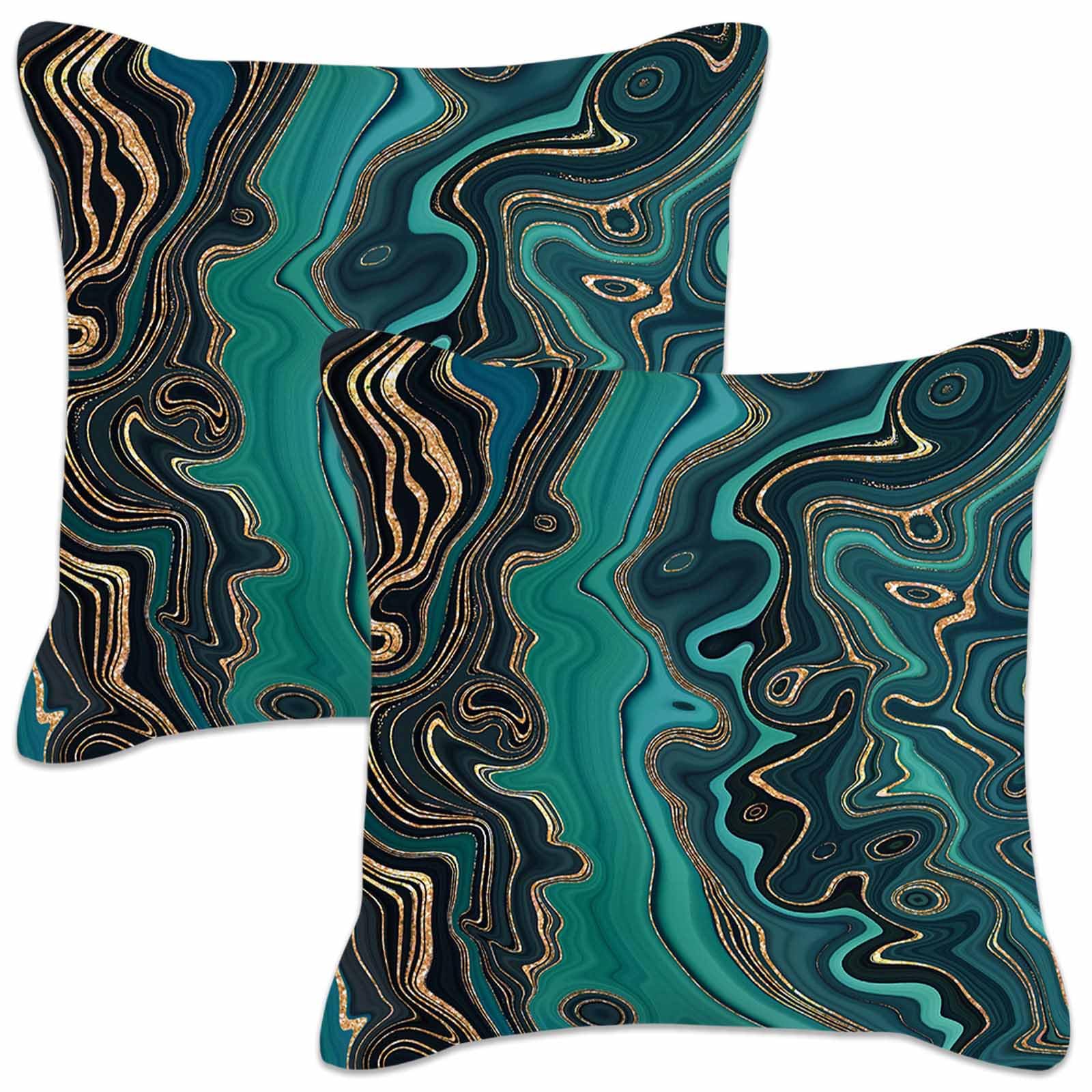 Betadistor Green Cushion Covers Set of 2 Abstract Soft Pillow Case Covers for Couch Sofa Bed Pillowcase Cushion Cover Home Decorative 45X45cm