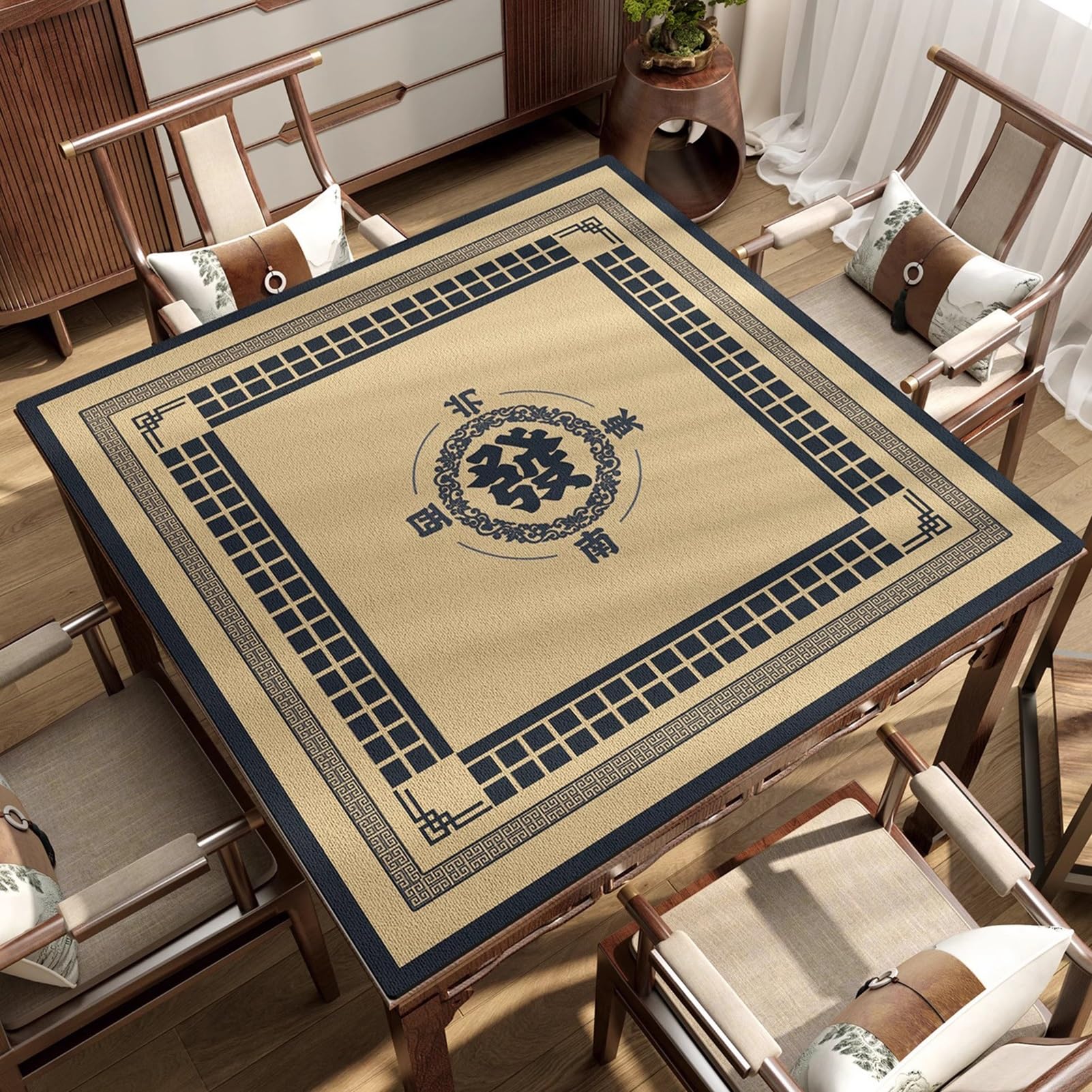Alfombrilla para Mesa de Mahjong, Suave, Engrosada y Antideslizante con Bolsa de Transporte(140cm/55.11in)
