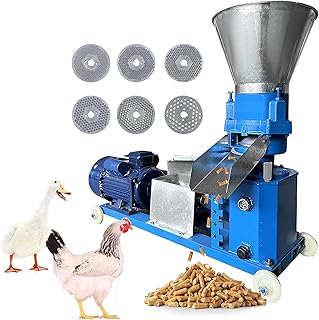 𝐔𝐩𝐠𝐫𝐚𝐝𝐞 110V 5.5KW Feed Pellet Machine 2.5/3/4/5/6/8mm Chicken Duck Feed Pellet Mill Machine with 3 Head Rollers, Air Switch, Splash Plate, 220-440 lb/h