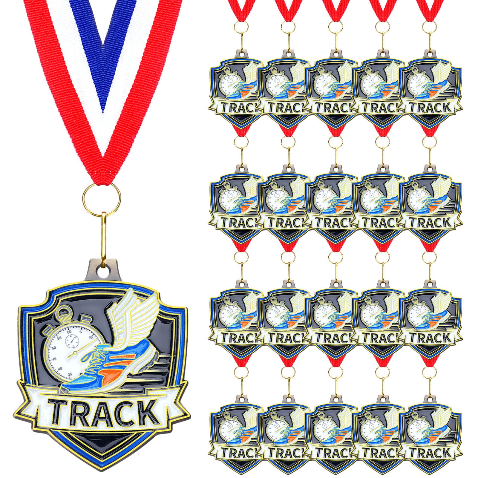 Photo 1 of Trnayi 40 Pcs 10/20 /30/40 Pcs Award Medals Bulk Sports Medals with Neck Ribbons 2.4 Inch Winner Award Trophy Prize Gift for Sports Themed Party Favors Tournaments Match (Track)