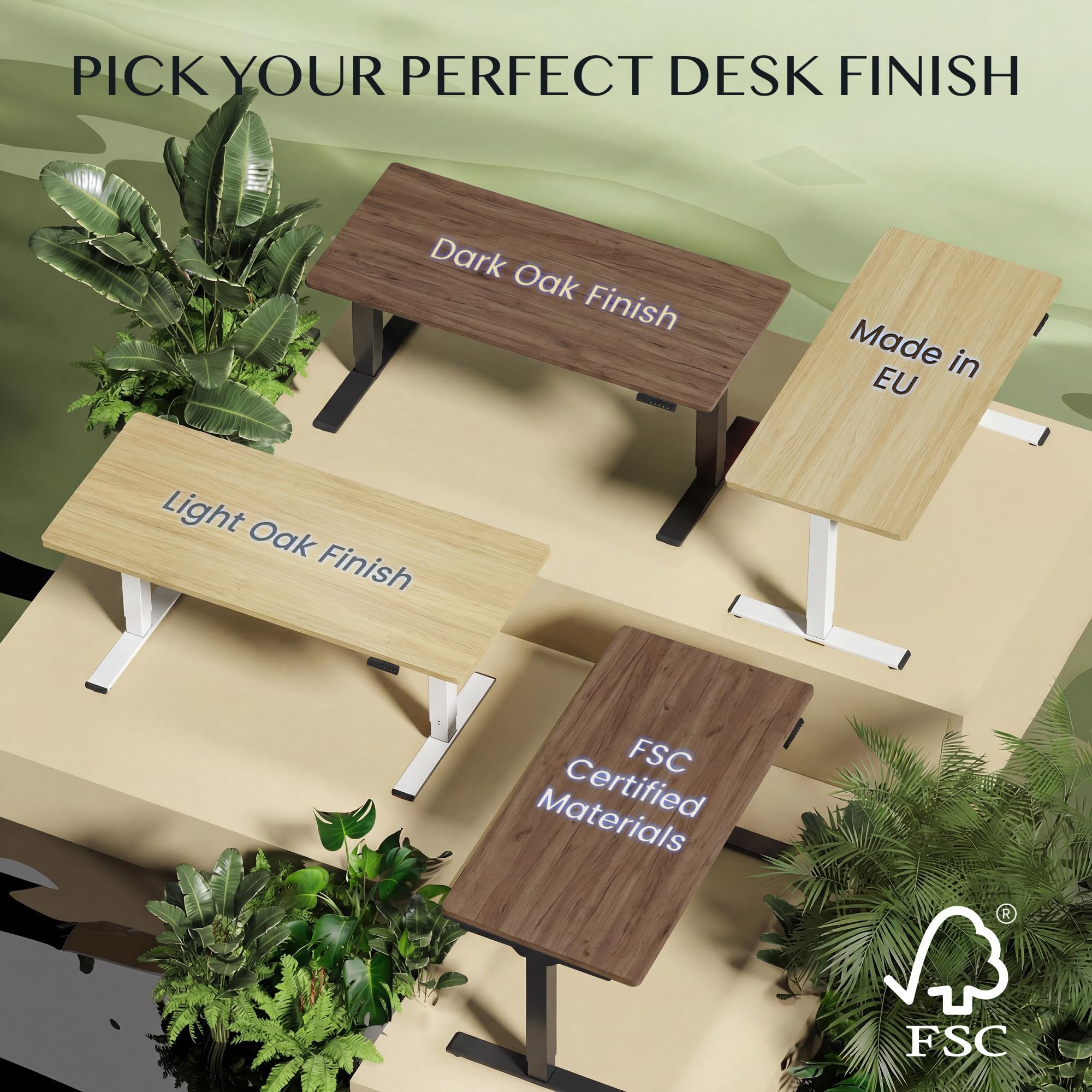 FLEXISPOT Bureau Assis Debout à Double Moteur & Une Pièce Épaisseur 25 mm Fabriqué dans l'UE, 160x80cm, Bureau Réglable en Hauteur avec Système Anti-Collision, Accessories Included