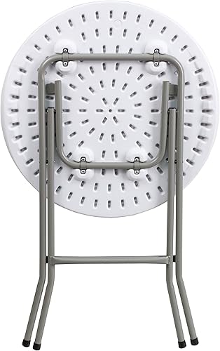 Miniatura 6 de Flash Furniture Mesa redonda de plástico plegable de 5 pies para fiestas y ferias, mesa portátil para banquetes de eventos interiorexterior, color