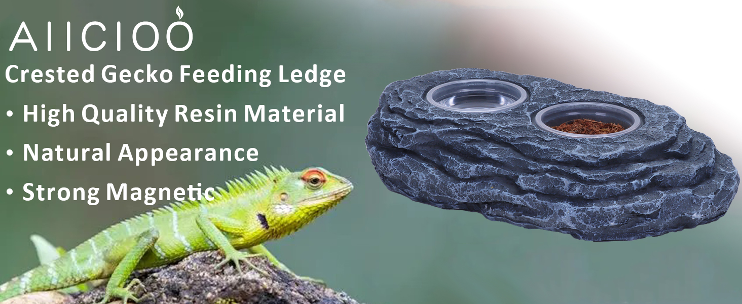 Mivceklw Crested Gecko Food Dish, Reptile Bowl Ledge Feeder, Removable 4 Cup Dispenser Tray, Stabil, Ungiftig, Frog Chameleon Hermit Crab Tarantula Snake Turtle Terrarium Habitat