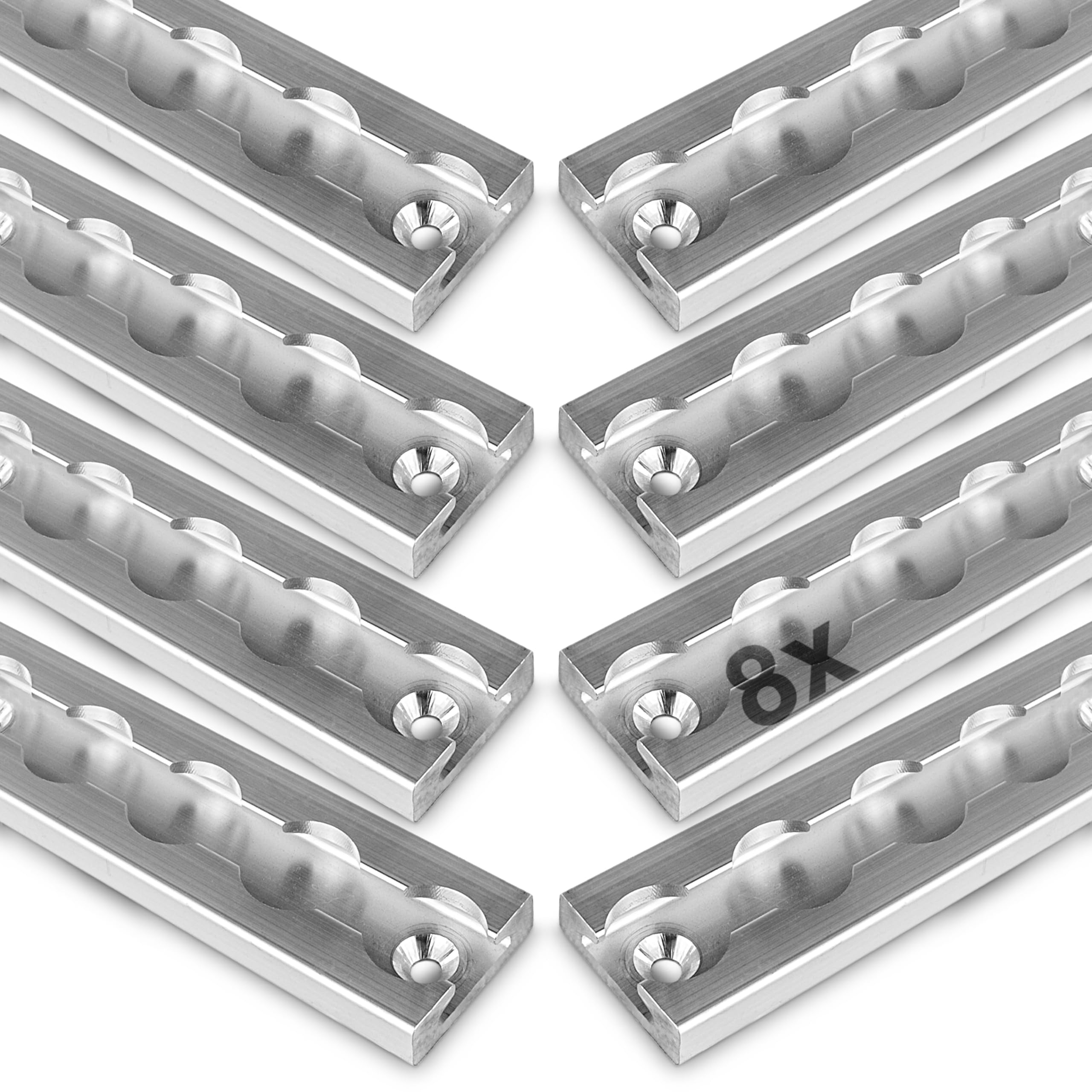 Safetytex Airlineschiene Set 8x1m Single Fitting Endkappen eckig | Starterset mit Zurrschienen Zubehör, 20 Fittings und 16 Kappen für sichere Ladungssicherung im Transportbereich