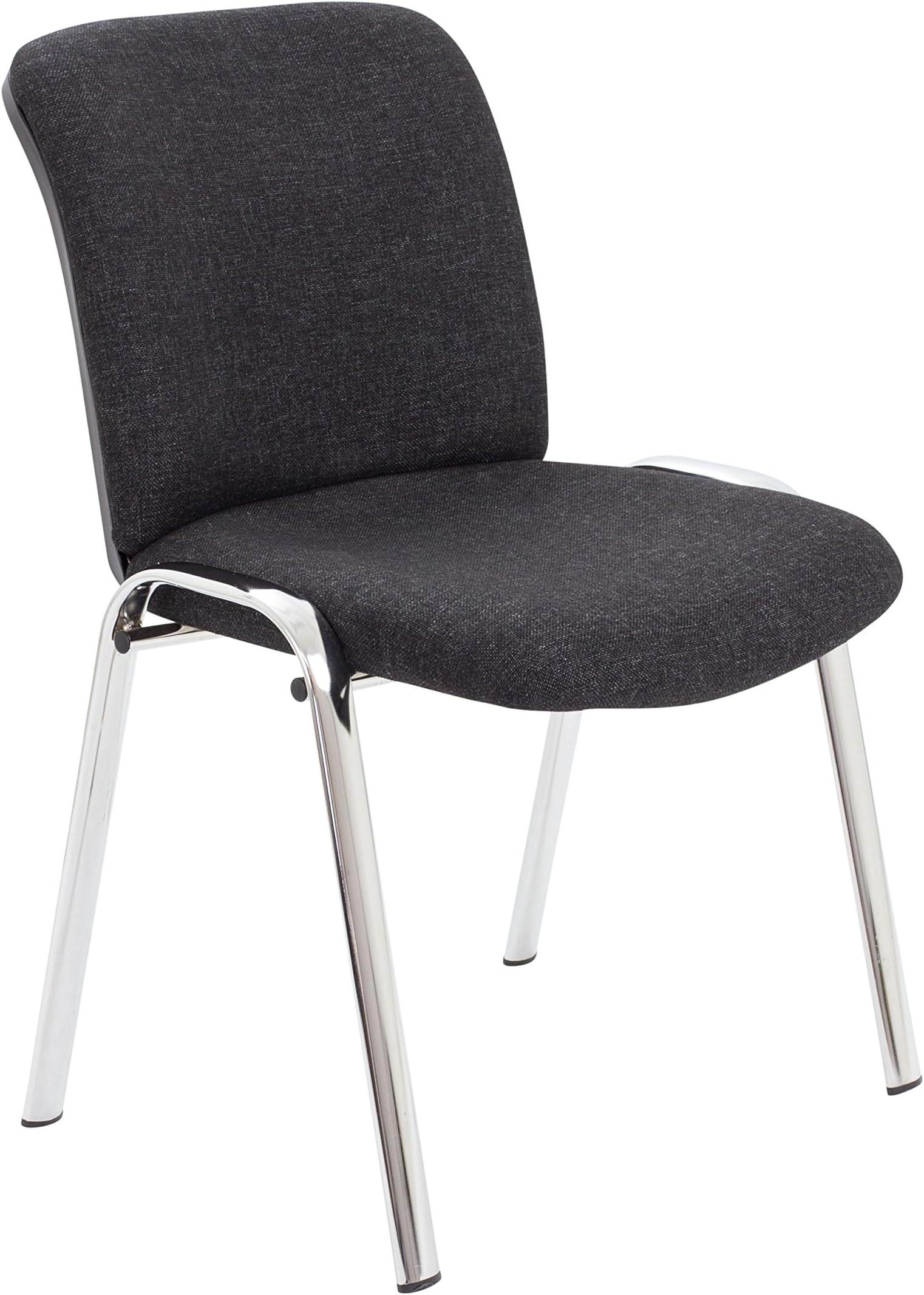 Office Essentials Heavy Duty Stackable Meeting Reception Chair - Chrome Frame/Charcoal Fabric