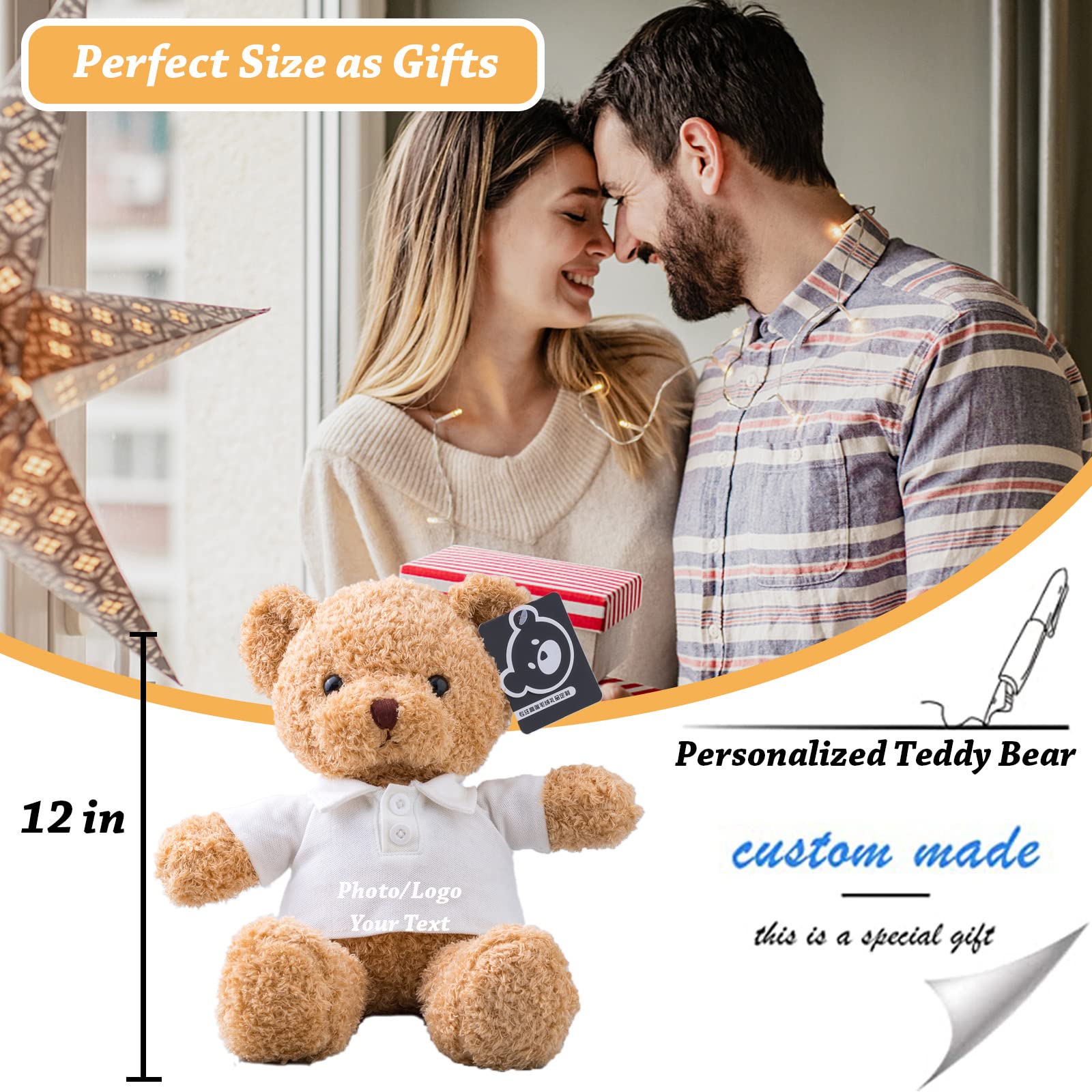 Personalized Teddy Bear - Custom Text On T-Shirt, 10 Inch White, Perfect Gift For Any Occasion - View #6
