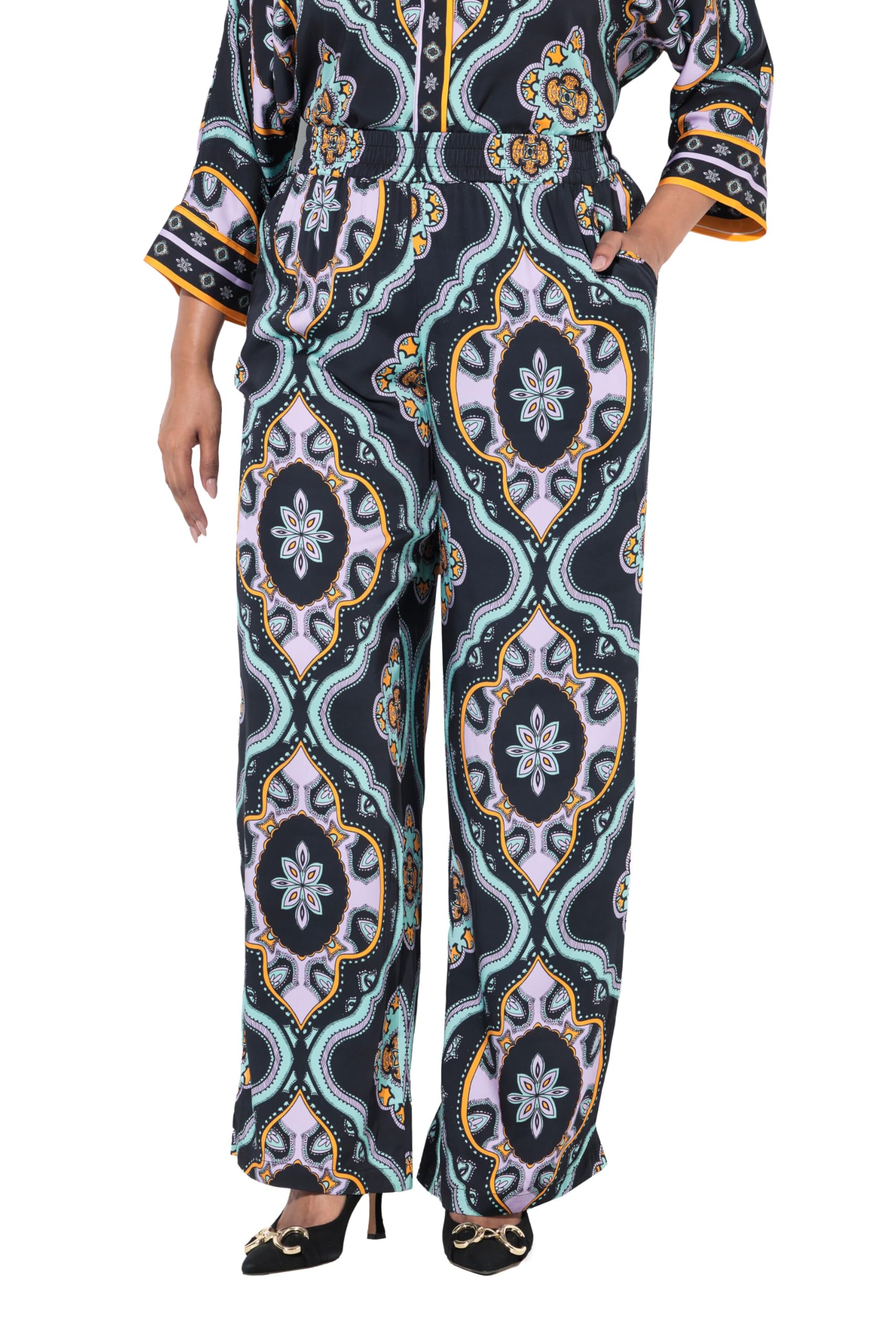 Ulla Popken Damen große Größen Übergrößen Plus Size Schlupfhose, weites, gerades Bein, Elastikbund 837765