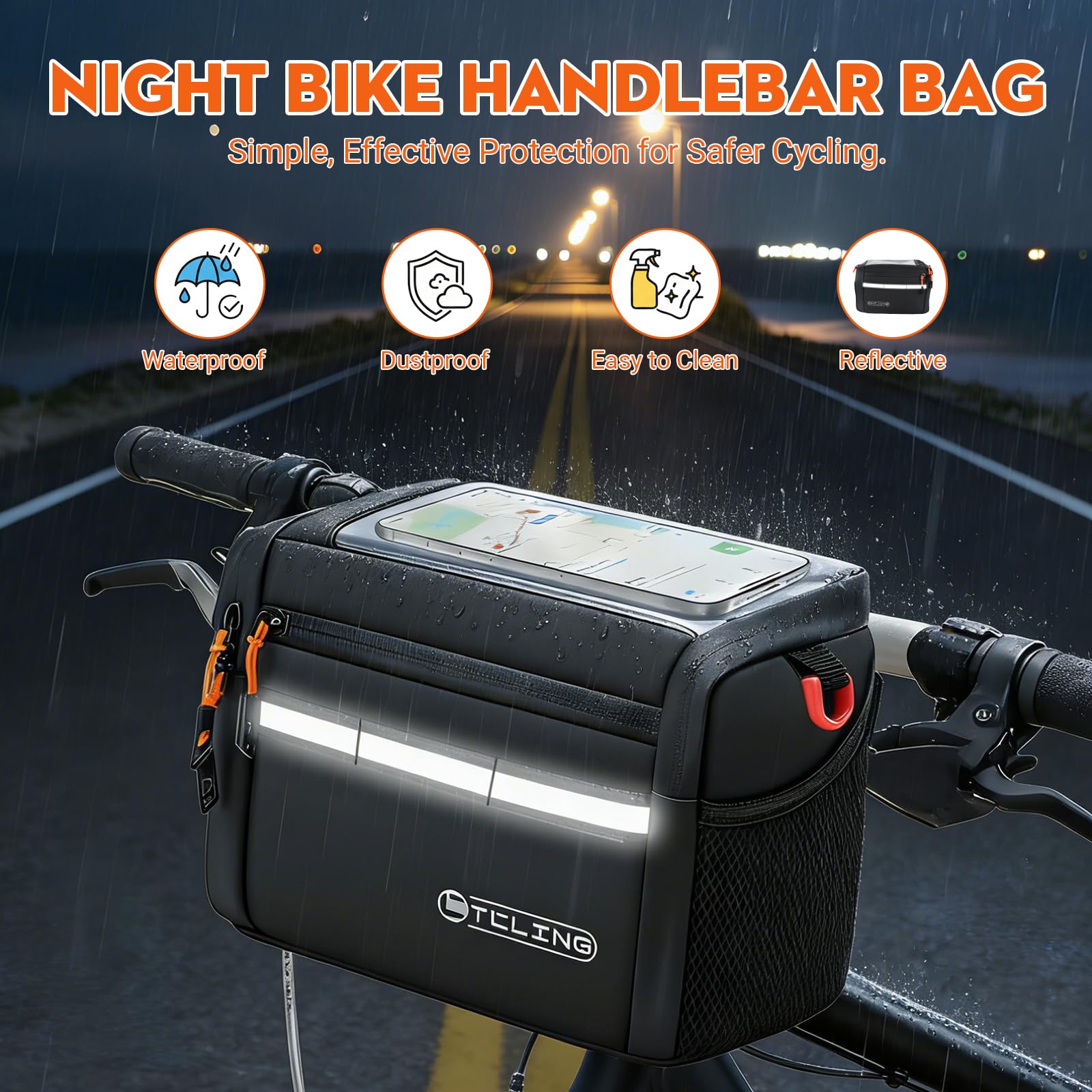 Borsa Manubrio Bici, 5L Borsa da Manubrio per Bicicletta con Tracolla Regolabile, Schermo Touch, Termica e Impermeabile, Accessori Bici per MTB, Bici da Corsa, e-Bike
