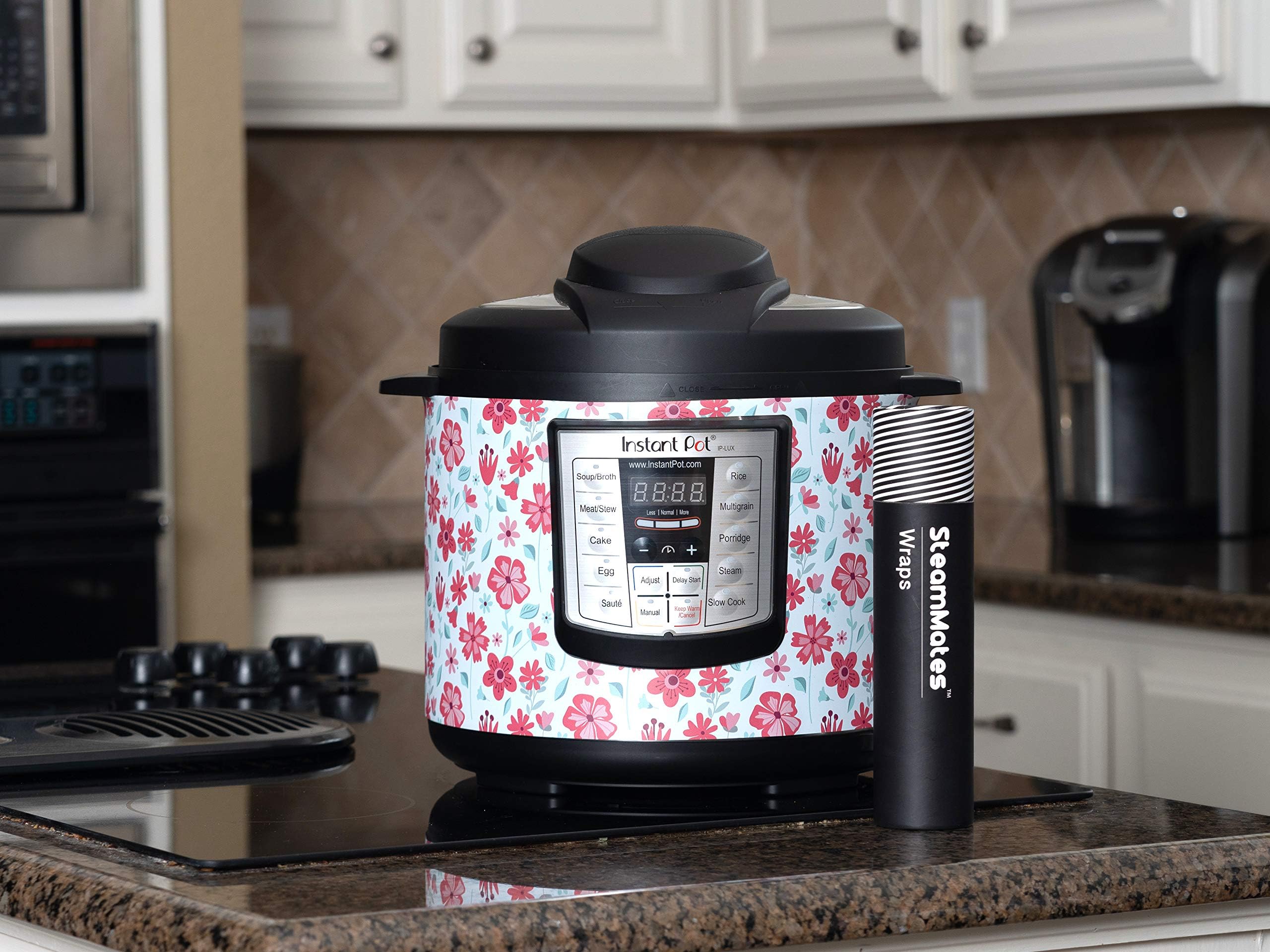SteamMates Wraps Compatible with Instant Pot Accessories 6 qt | Customize Your Instant Pot with Different Designs | Fits InstaPot Lux 6 qt ONLY | Spring Floral Red Lux 6 Qt
