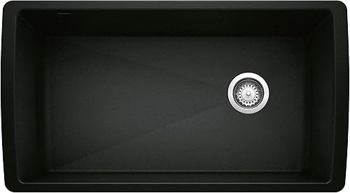 Vista 22 de Blanco Antracita Precis Silgranit Super Single 441768 - Fregadero de cocina para instalación inferior, una sola tina, 33.5 x 18.5 pulgadas