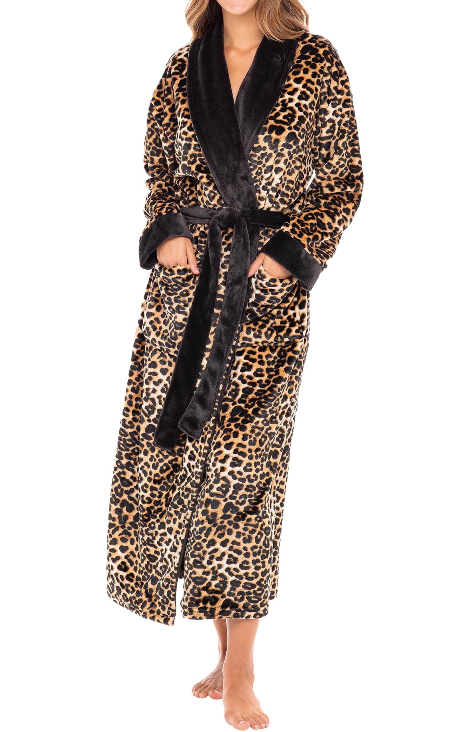 Alexander Del Rossa Plush Robe for Women Long Fleece Winter Bath Robe Plus Size