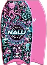 ADEPTNA Nalu XPE Bodyboard with Leash Lightweight Surf Body Board with Crescent Tail, EPS Core & HDPE Slick Bottom Durable Beach Wave Riding Board for Beginners & Adults