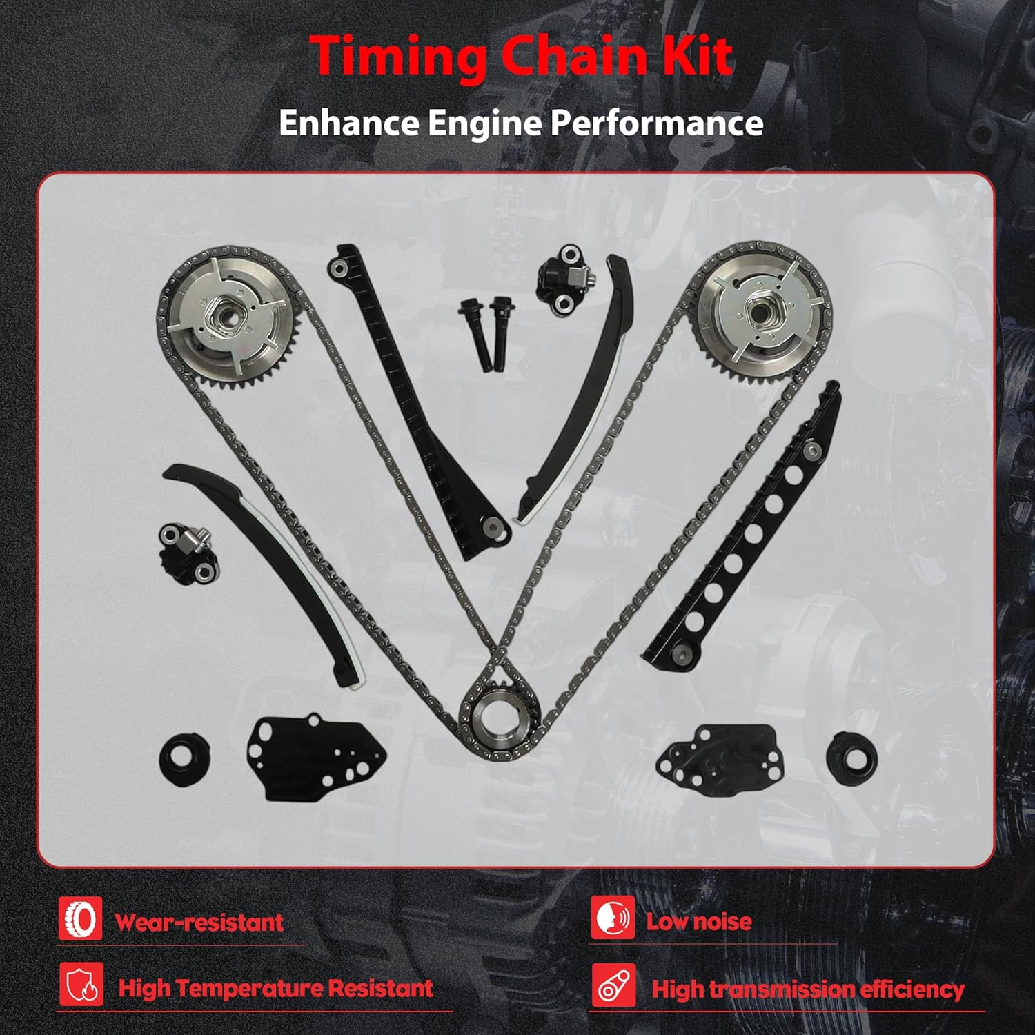 Camshaft Timing Chain Kit VVT Solenoid Set w/Water Oil Pump Rocker Arms Valve Lifter For Ford Lincoln 2005-2013 4.6L 5.4L Engine Rebuild Overhaul 5L1Z6250BA 3L3Z6M280EA