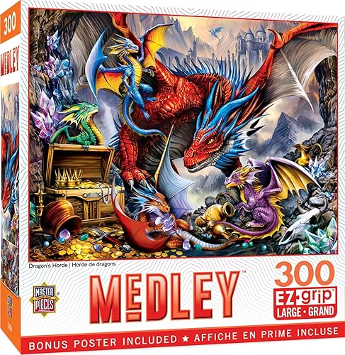 MasterPieces Rompecabezas EZ Grip de 300 piezas  Horda del Dragón  18 x 24 pulgadas