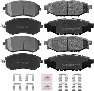 Front and Rear Disc Brake Pads Set Ceramic w/Hardware Replacement for 2005-2013 Outback Legacy 2009-2013 Subaru Forester 2008 2009 2010 2011 Impreza