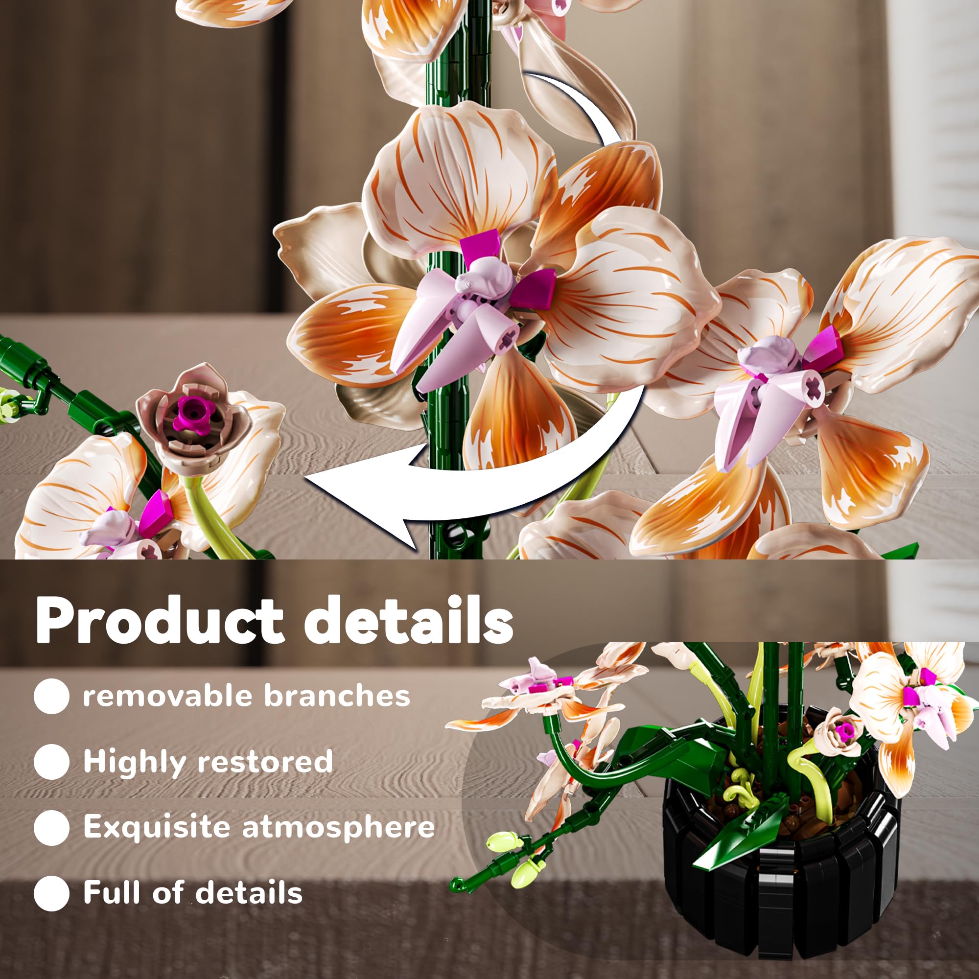 Amazon.com: Nayihoop Orchid Building Sets Artificial Flowers Plant