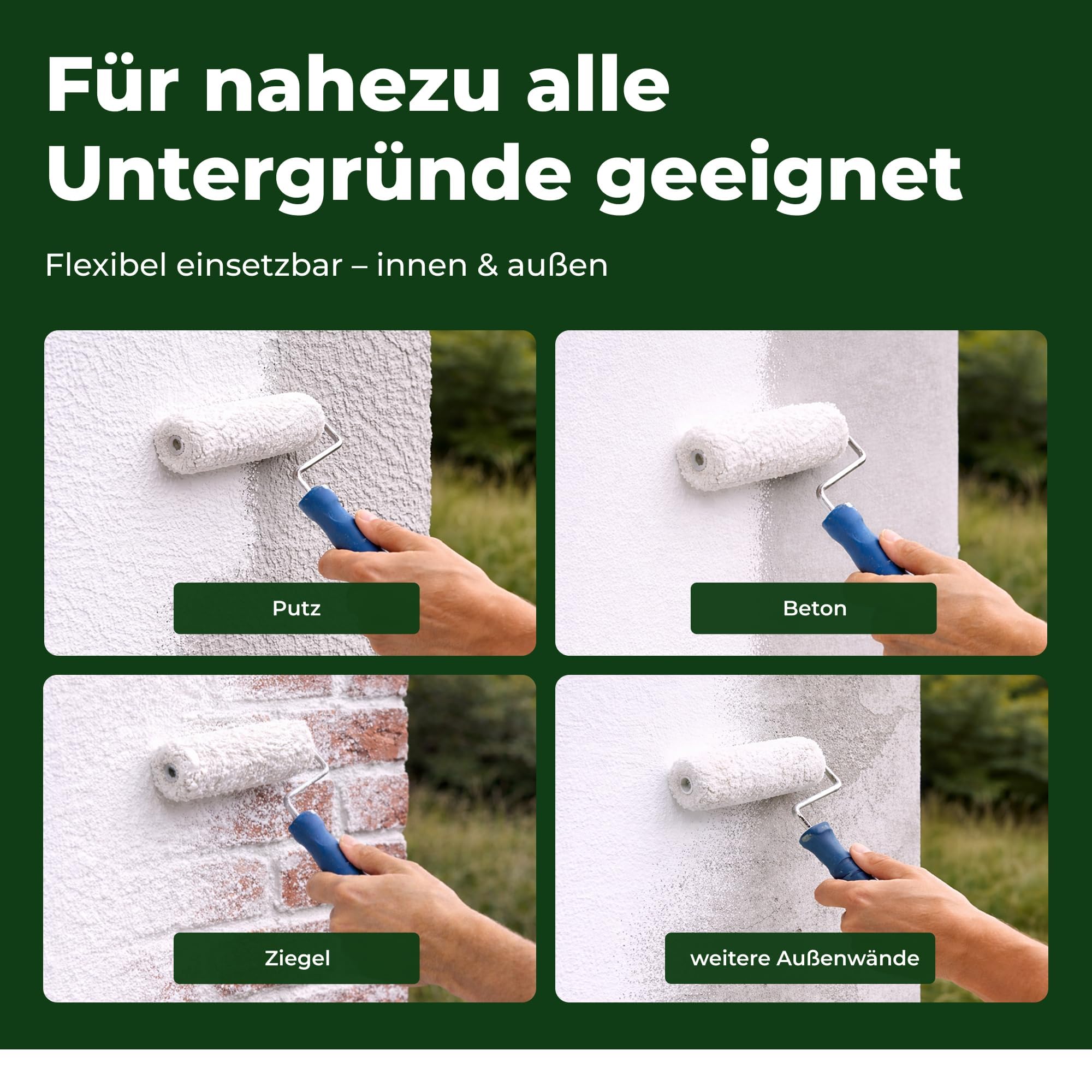 Fassadenfarbe Weiß Premium 10L – Acryl-Fassadenfarbe weiß matt für ca. 60m² | hochdeckend, wetterbeständig, diffusionsoffen, für den Außenbereich, Made in Germany
