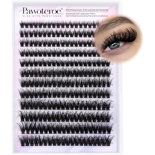 Pawotence Lash Clusters Full 80D Individual Lashes Cluster Eyelash Extensions 10-20mm Mix Eyelash Clusters 240pcs Lash Extension for Self Application (Mink 80D, 0.07D, 10-20mm)