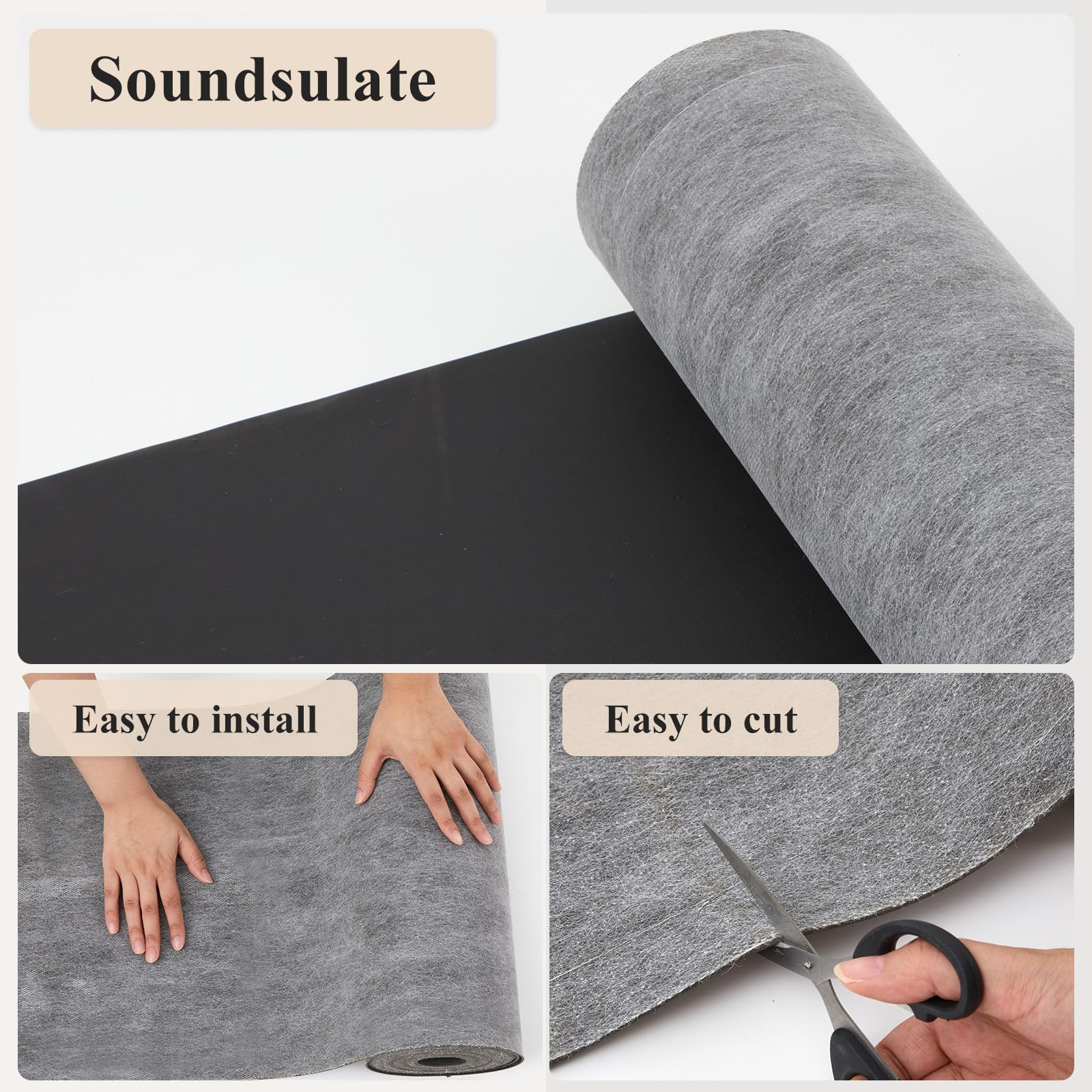 Frienda 2 x 4 m di isolamento acustico in vinile caricato di massa, 0,5 kg, Mlv insonorizzazione per assorbitore acustico, spessore 2 mm, materiale anti vibrazione