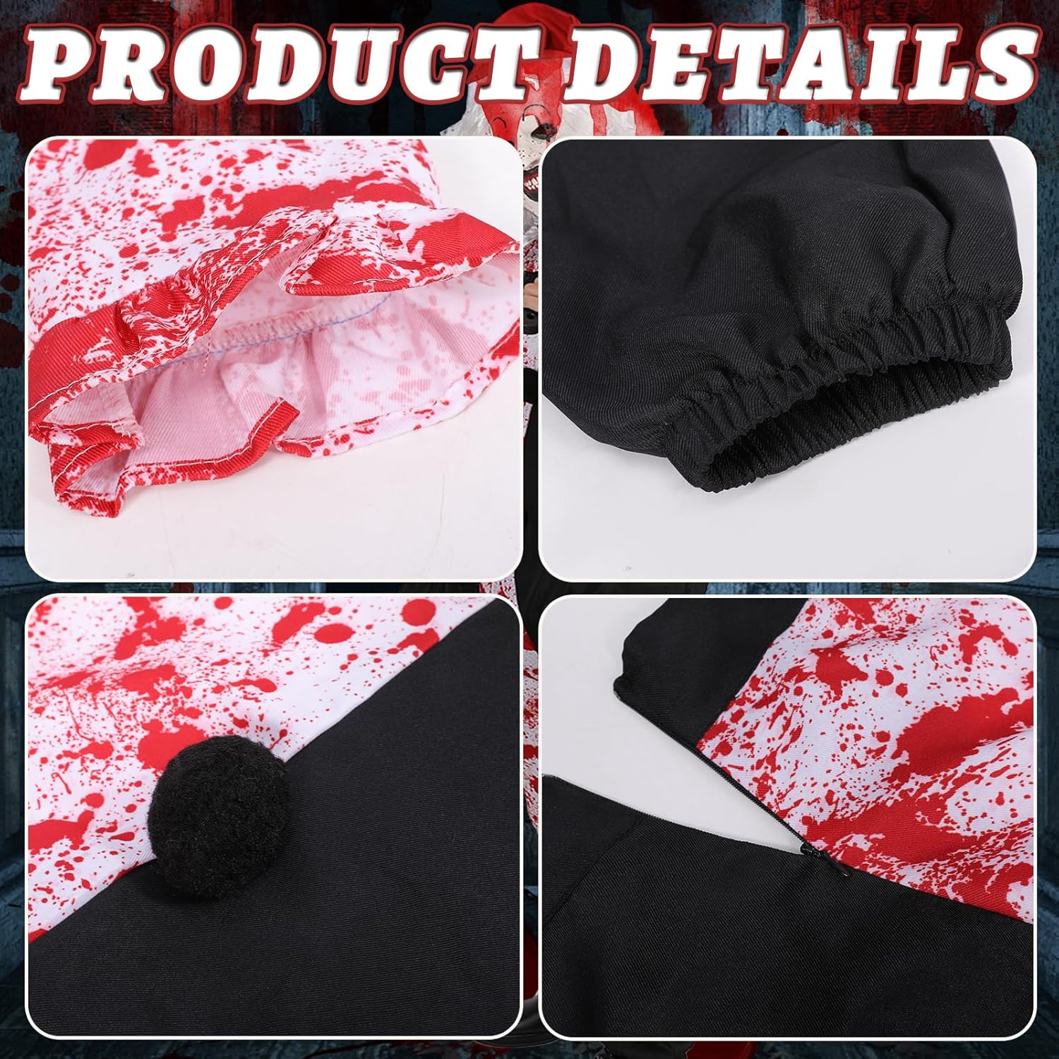 Kids Terrifying Costume Clown Costume Mask Killer Clown Halloween Cosplay Outfit for Boys Girls 4-14 Years - Image 3