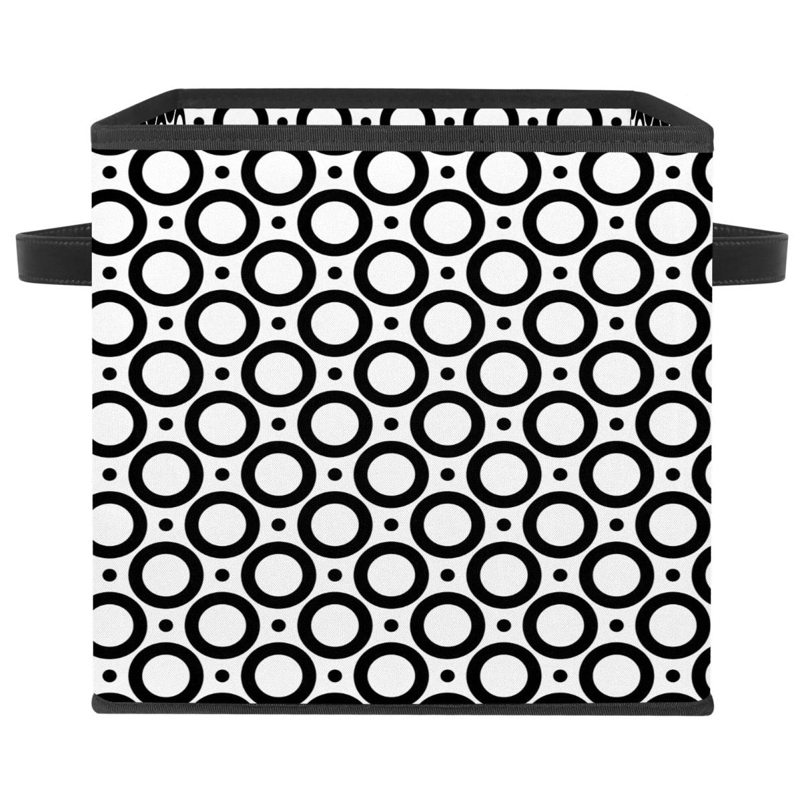 Boîte de rangement pliable cube en tissu noir avec poignées solides