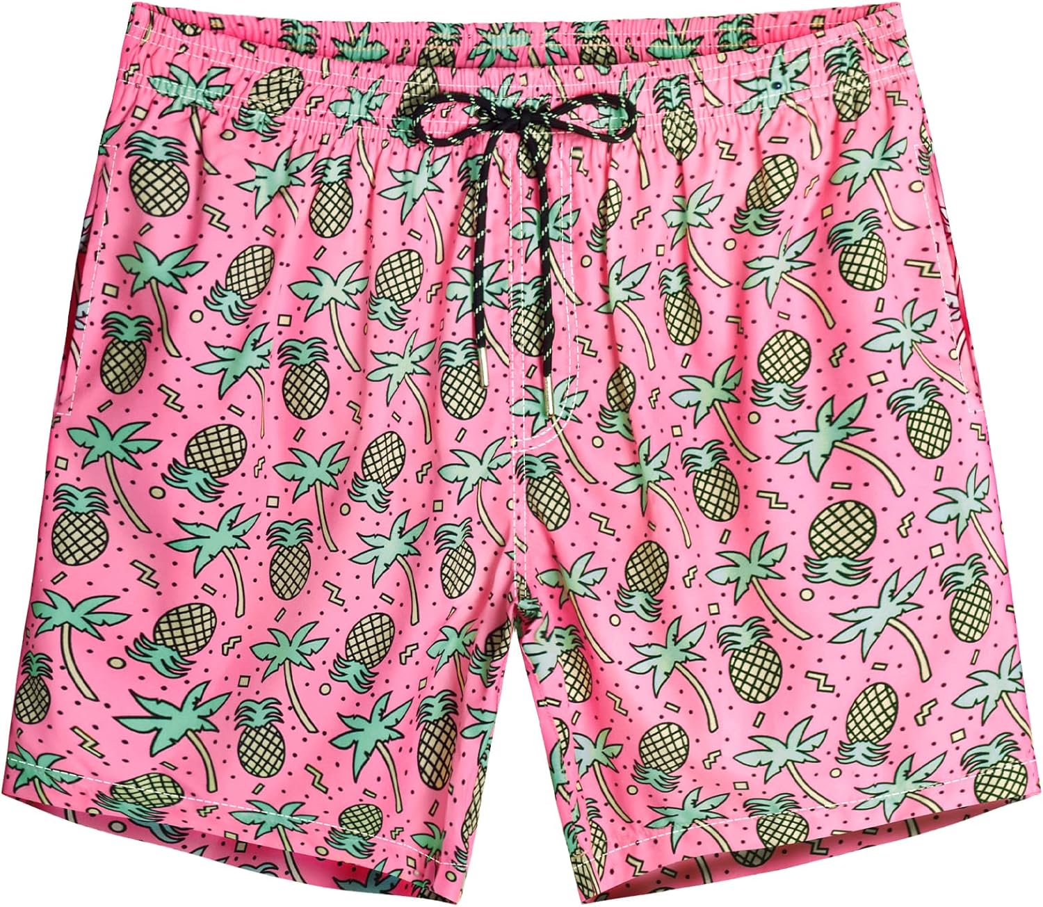 Mens Swim Trunks Men's Swimwear 7 inch with Mesh Liner Pockets Drawstring Quick Dry Stretch Lined Funny Beach Swimming Pink Pineapple Large - Image 5