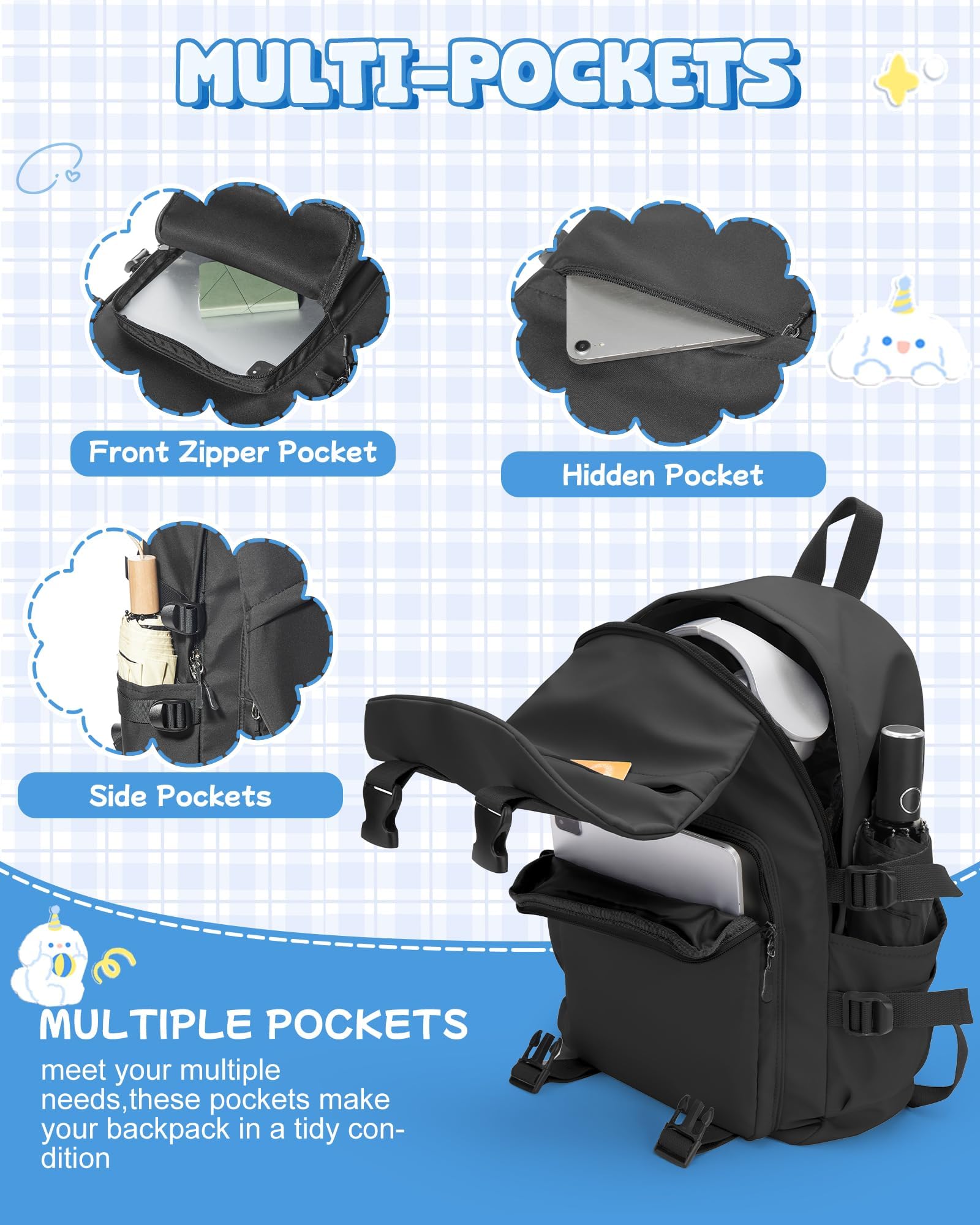 SZLX Schulrucksack Damen Leichte Schultasche Casual Daypack College Laptop-Rucksack für Männer Frauen Wasserfestes Reise Rucksack für Sports High School Backpack Teenager Schultaschen Rucksack Mädchen