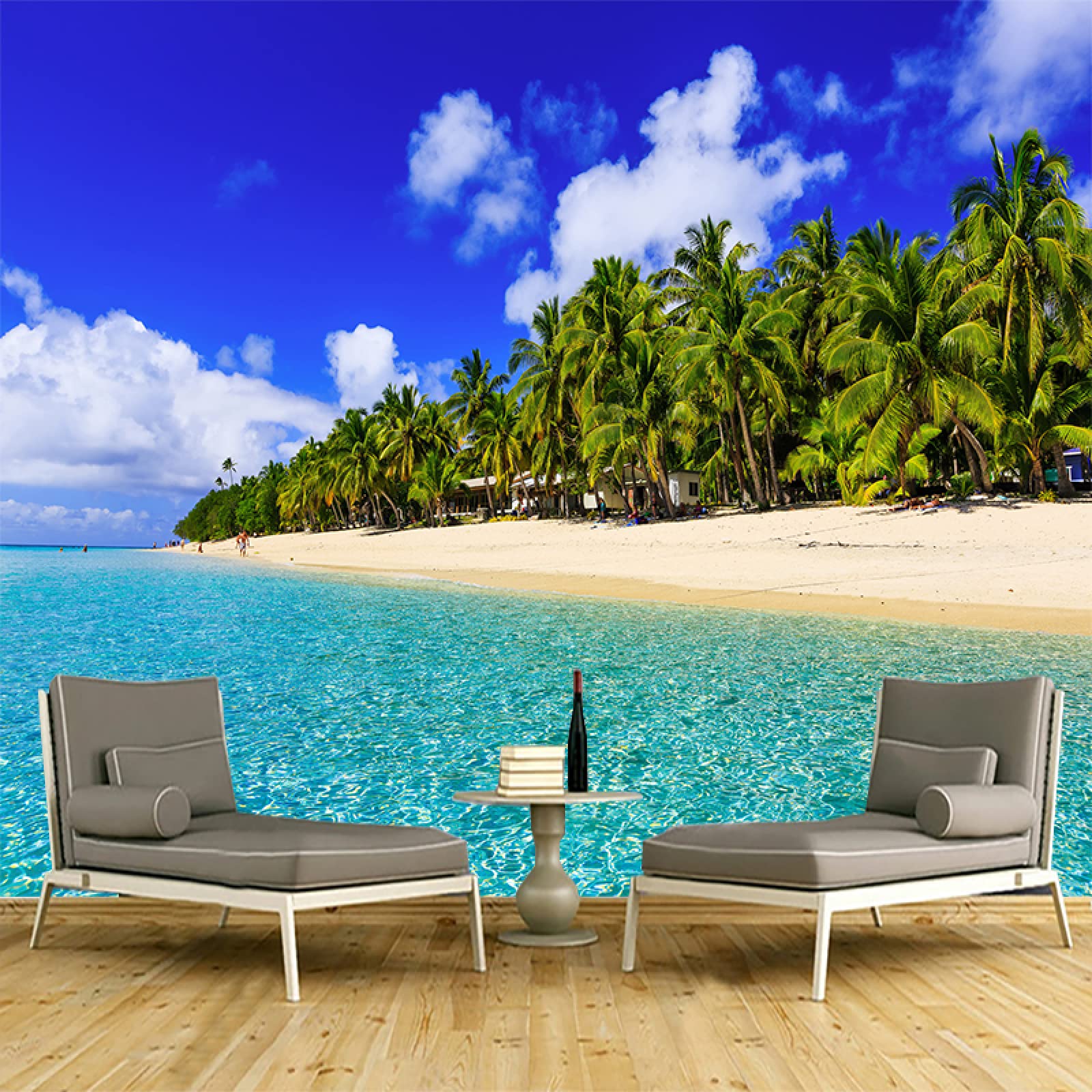 Papier peint vue mer 3D pour créer une ambiance vacances dans votre chambre