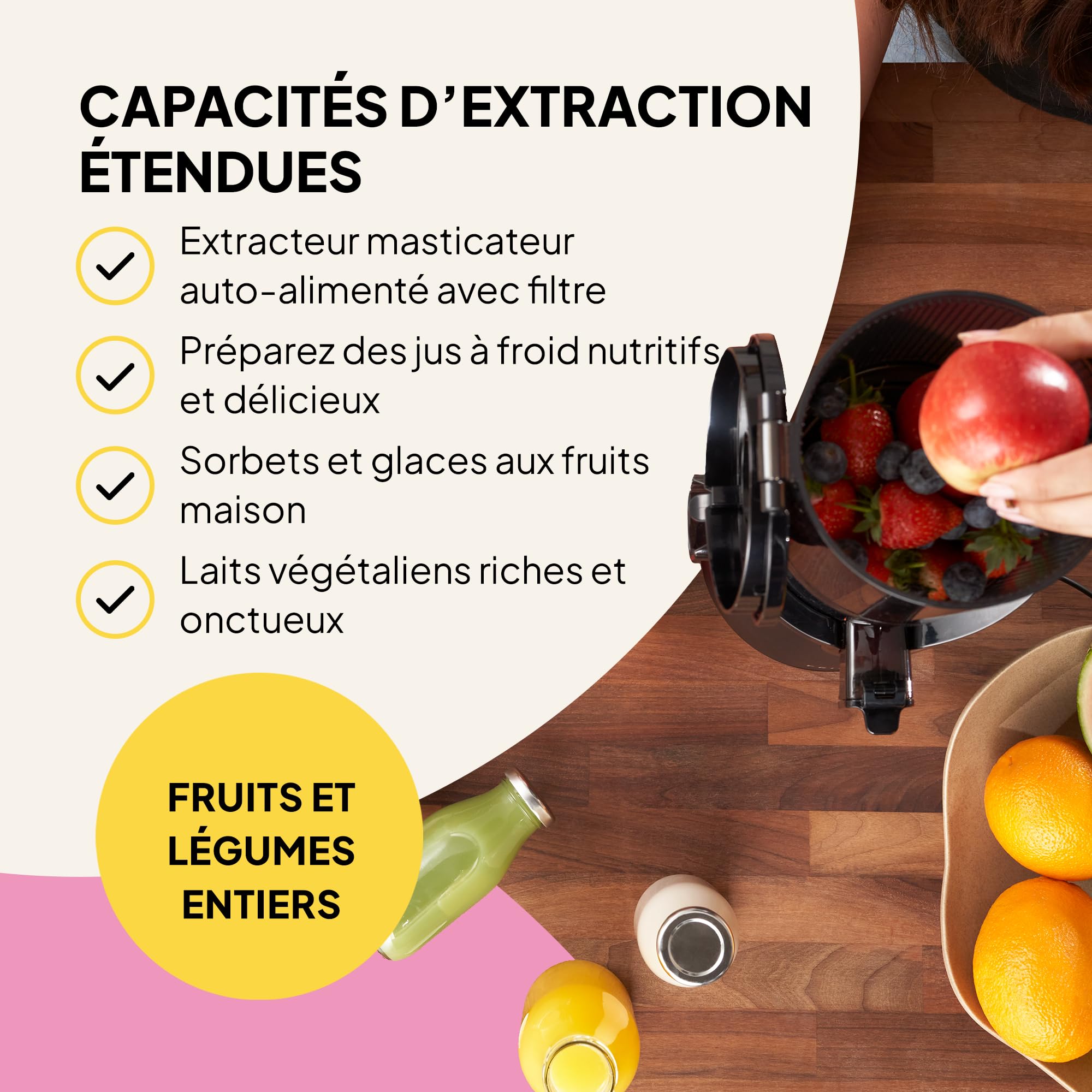 Fridja f2500 Extracteur de Jus à Alimentation Automatique 250W Goulotte 135mm Fruits Entiers Sans BPA Noir Mat