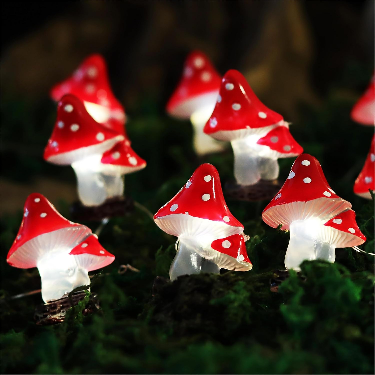 Onemore Mushroom String Lights 8 Modes 10ft 30LEDs Fairy