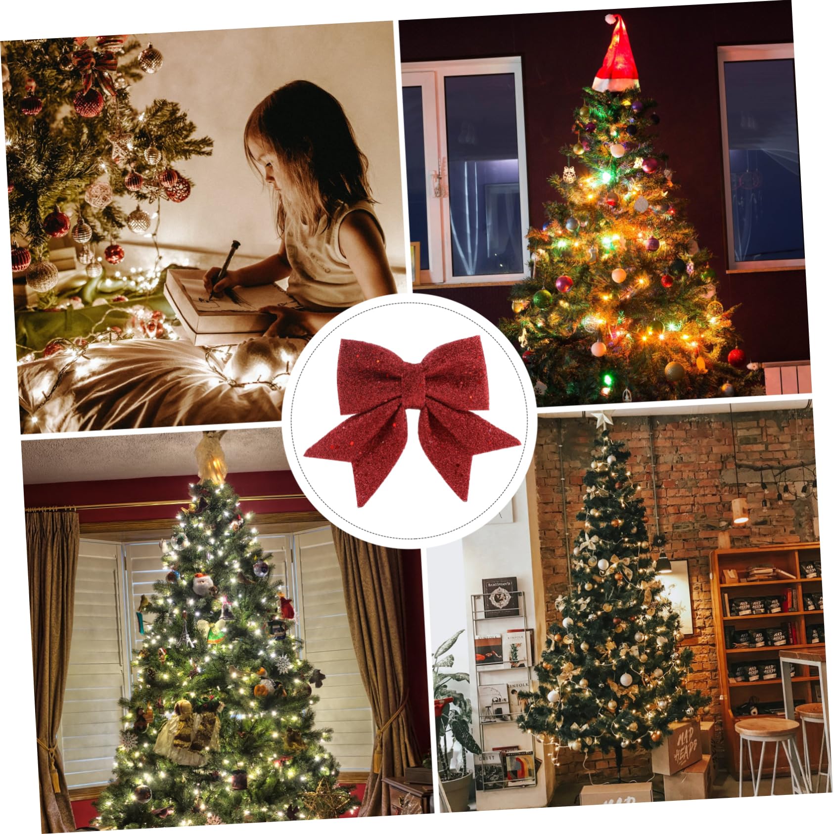 Cabilock 4piezas Lazos Decorativos DIY para Árbol de Navidad Adornos Colgantes Polvo Lazos Navideños para Decoración de Obsequio para Escaparate