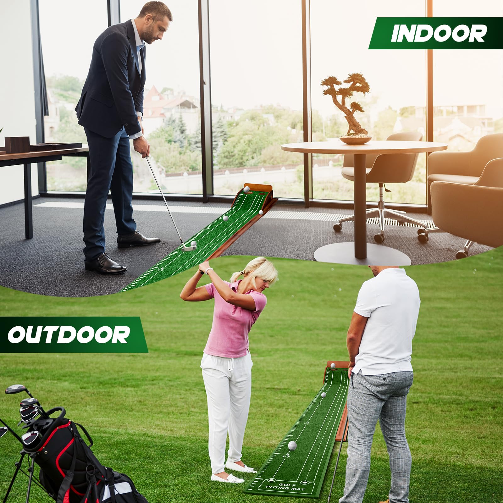 Putting Mat, Golf Putting Mat, Putting Mat Indoor Golf, Mettere verde, Tappetino da golf, Mettere pratica, Mettere