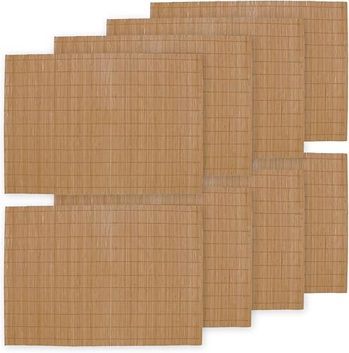 Vista 16 de BambooMN Mantel individual de bambú/alfombrilla de sushi - 18.5" x 13" - Marrón con cuerda, 4 piezas