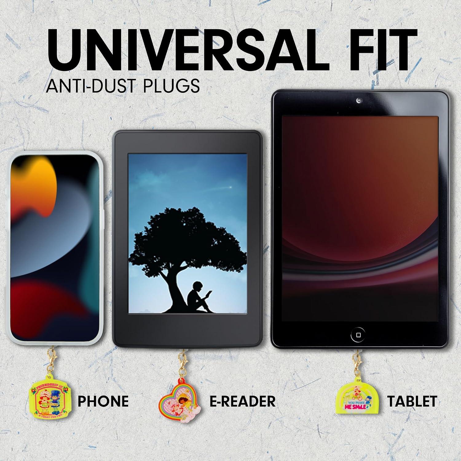 Sonix Dust Plugs - USB C + Lightning Compatible - Charging Port Charms (3 Pack) (Strawberry Shortcake Berry Besties Rainbow)