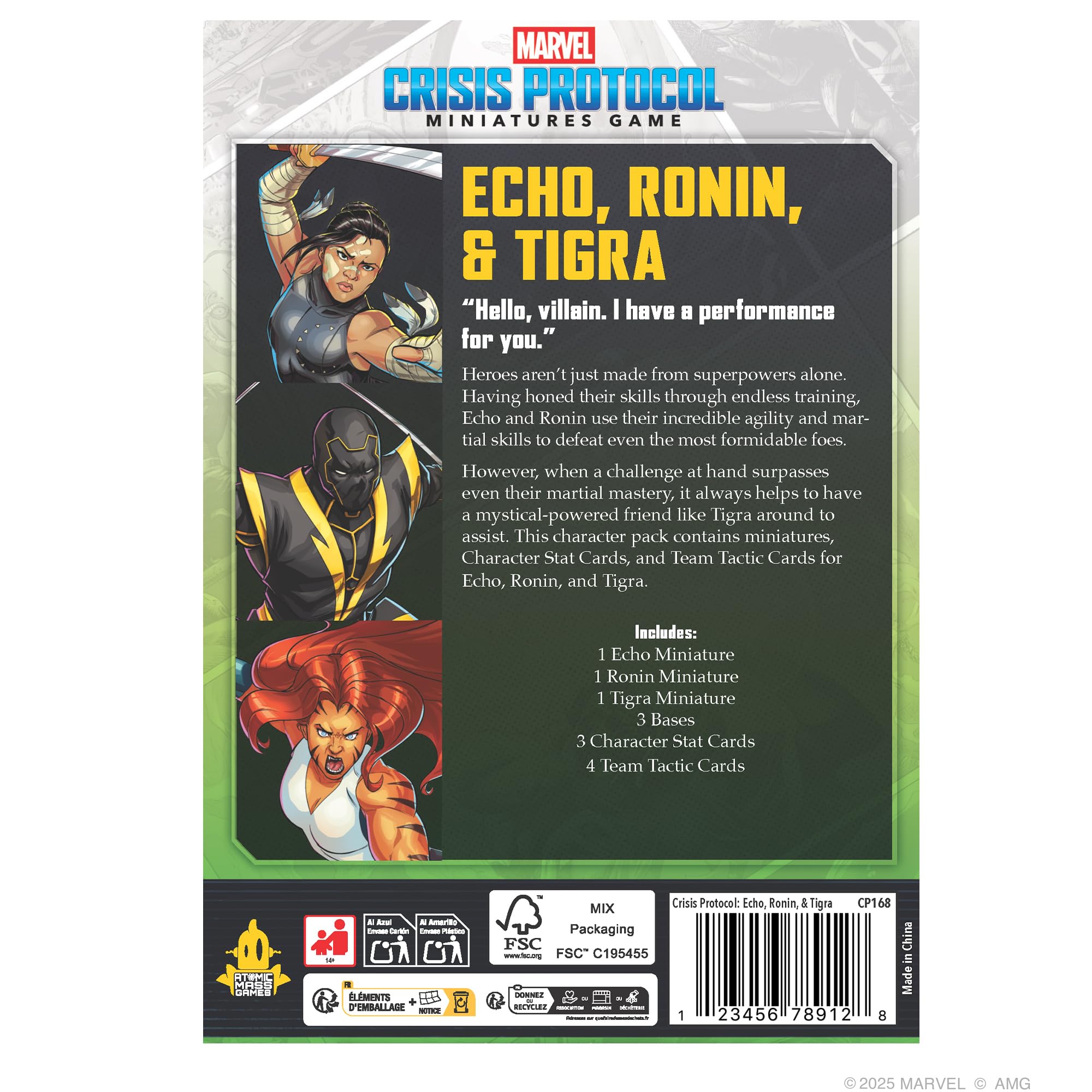 Asmodee Marvel Crisis Protocol: Echo, Ronin & Tigra, Expansión | Juego de Miniaturas, A Partir de 14 Años, para 2 Jugadores, 90 Minutos por Partida, Español/Inglés/Francés