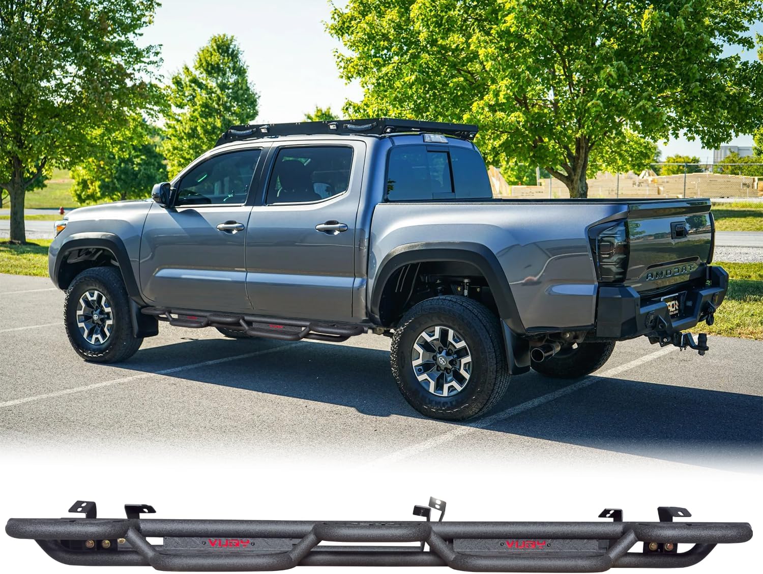 Steel Running Board for 2005-2023 Toyota Tacoma Double Cab/Crew Cab(4 Full-Size Doors) Nerf Bar&Side Step