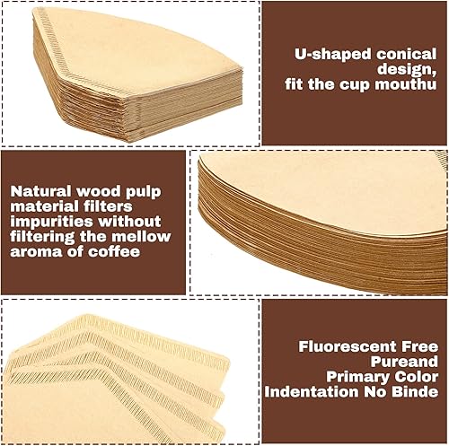 Miniatura 3 de Teling Filtro de café #2 de 1200 unidades, filtros de cono desechables a granel, papel natural de 2 a 4 tazas, accesorios de café sin blanquear para