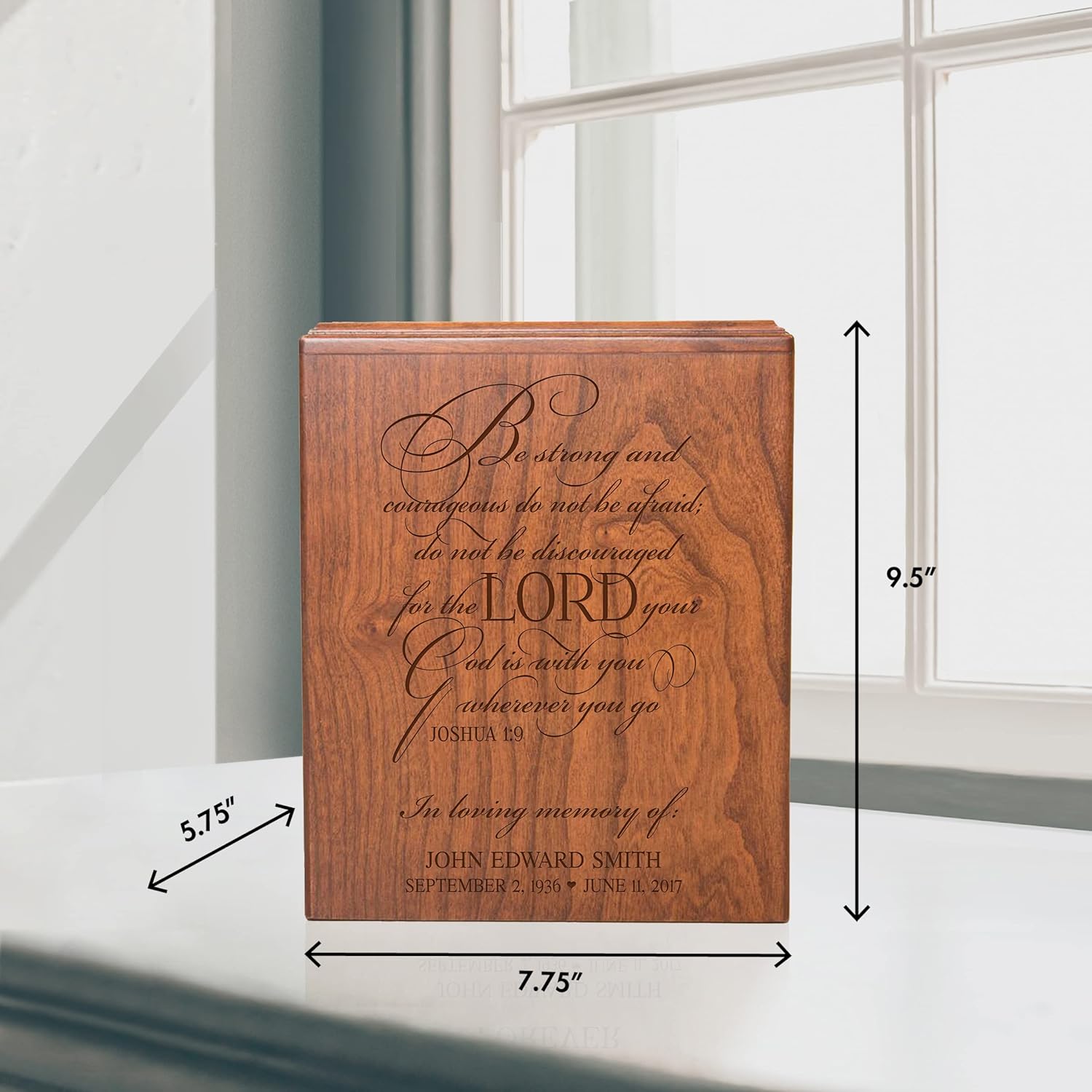 LifeSong Milestones Custom Wooden Cremation Urns for Human Ashes Adult Male & Female| Personalized Wood Urn| Decorative Urn | Funeral Urn | Large Cremation Urns for Men and Women - Be Strong