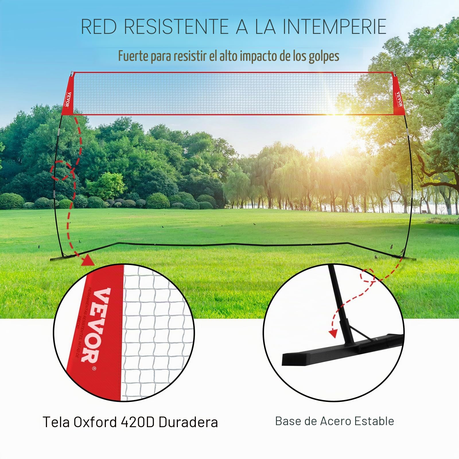 VEVOR Red de Entrenamiento de Voleibol Independiente para Uso Interior o Exterior, Sistema de Red portátil de Altura Ajustable con Bolsa de Transporte, para Golpear Ejercicios de Servicio
