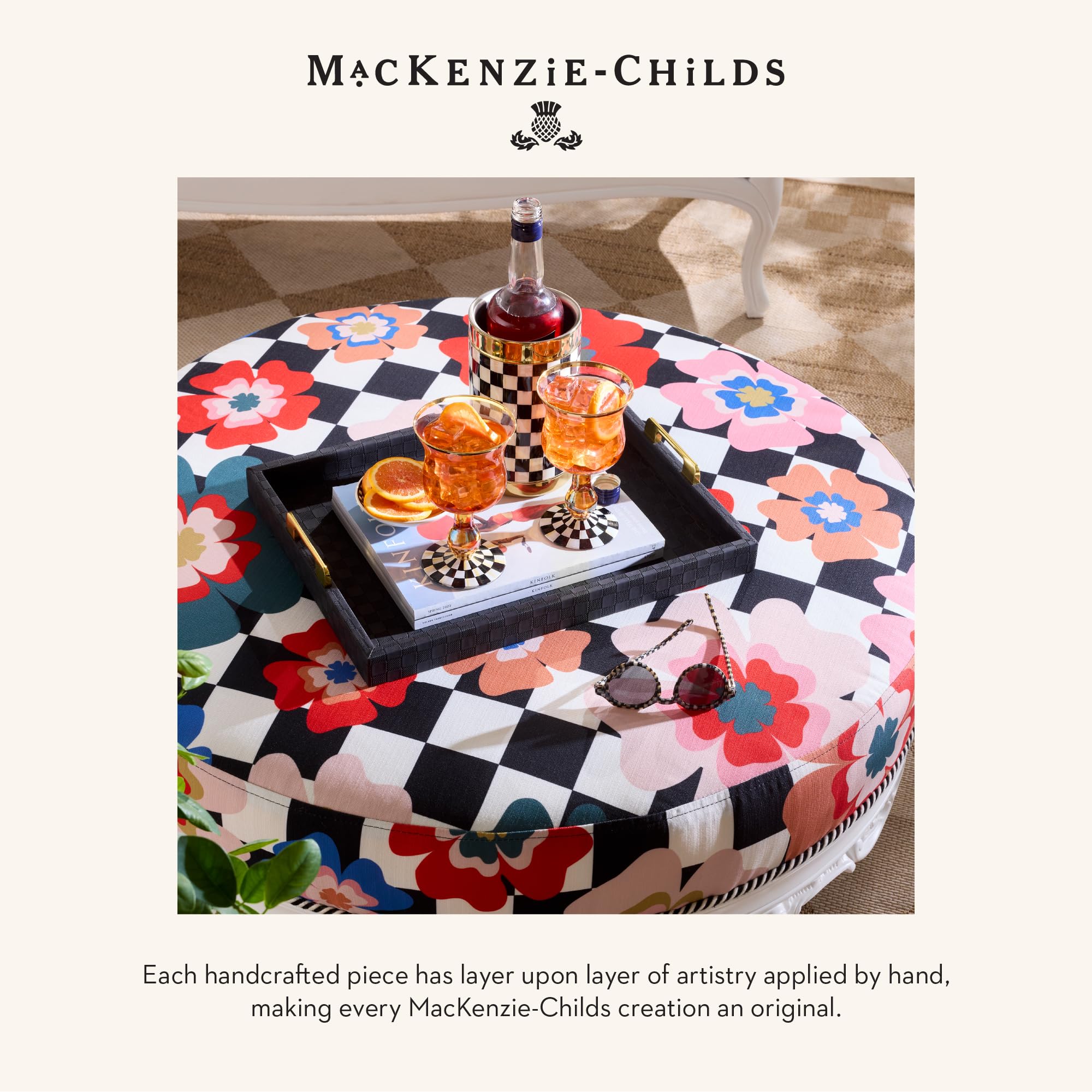 MACKENZIE-CHILDS 3260 Gold Wine Cooler, Black-and-White Courtly Check — Amazon image 6